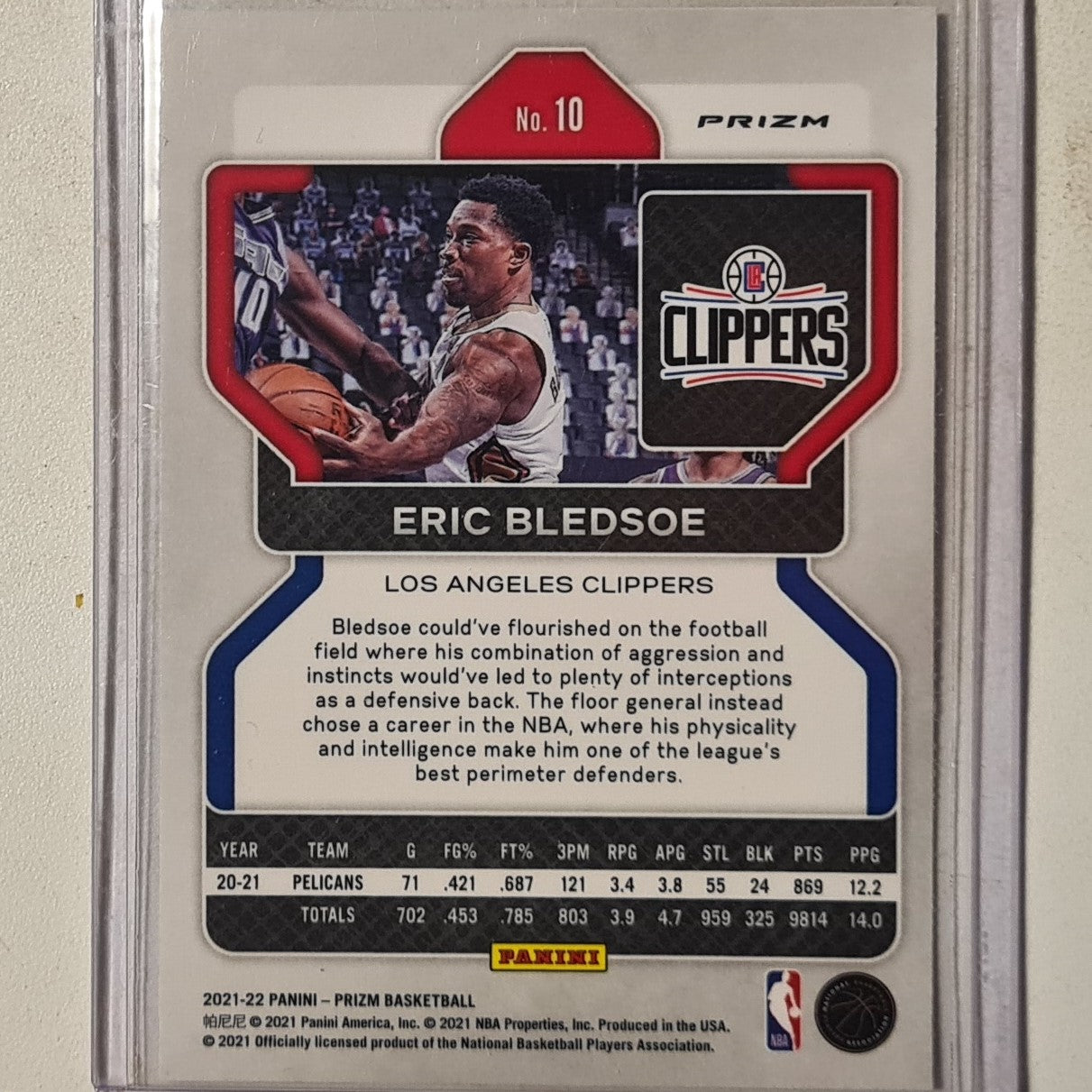 Eric Bledsoe 2021-22 Panini Prizm blue wave #10 NBA Basketball Los Angeles Clippers Excellent/mint sleeved