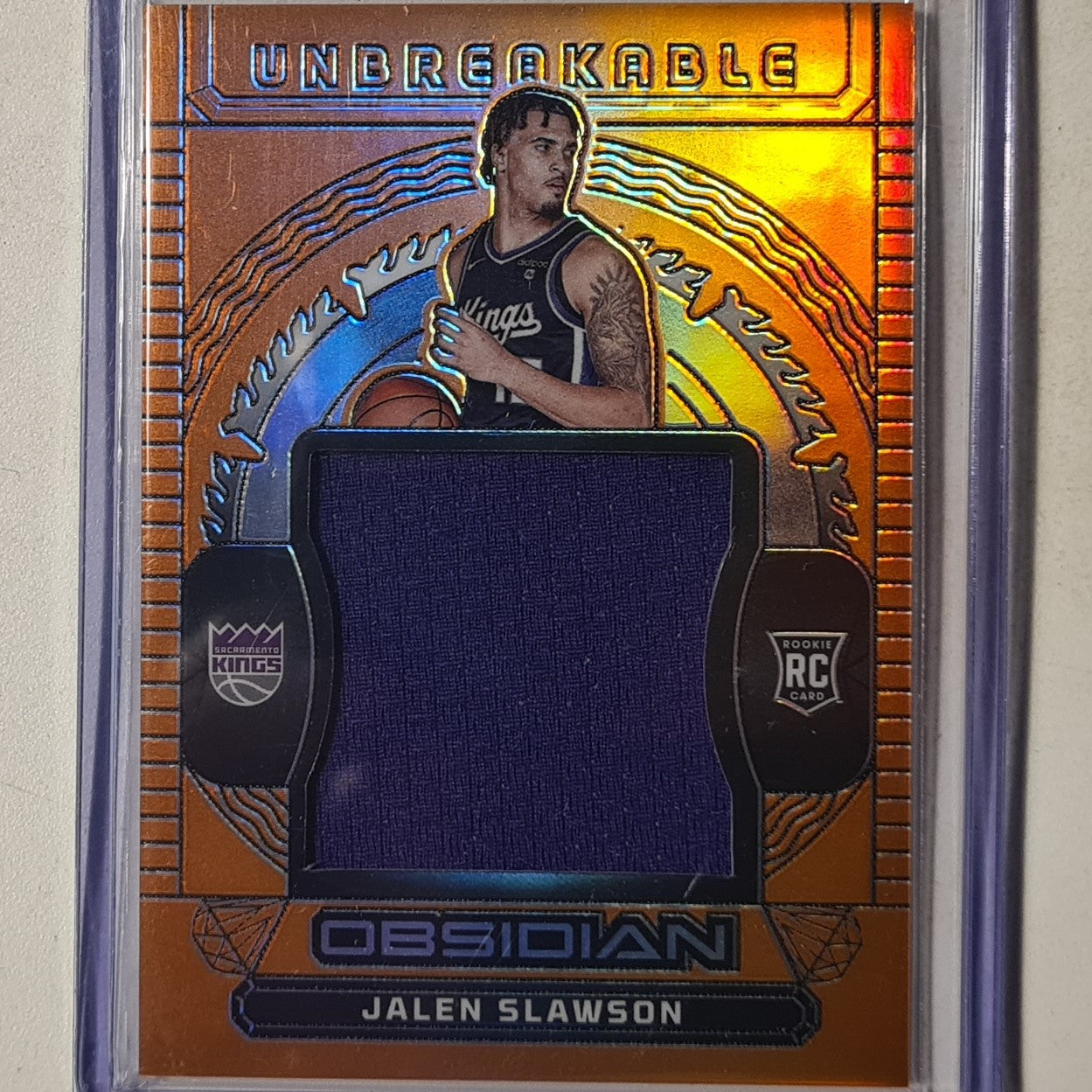 Jalen Slawson 2023-24 Panini Obsidian unbreakable patch rookie RC 60/99 UM-JSL NBA Basketball Sacramento Kings mint sleeved