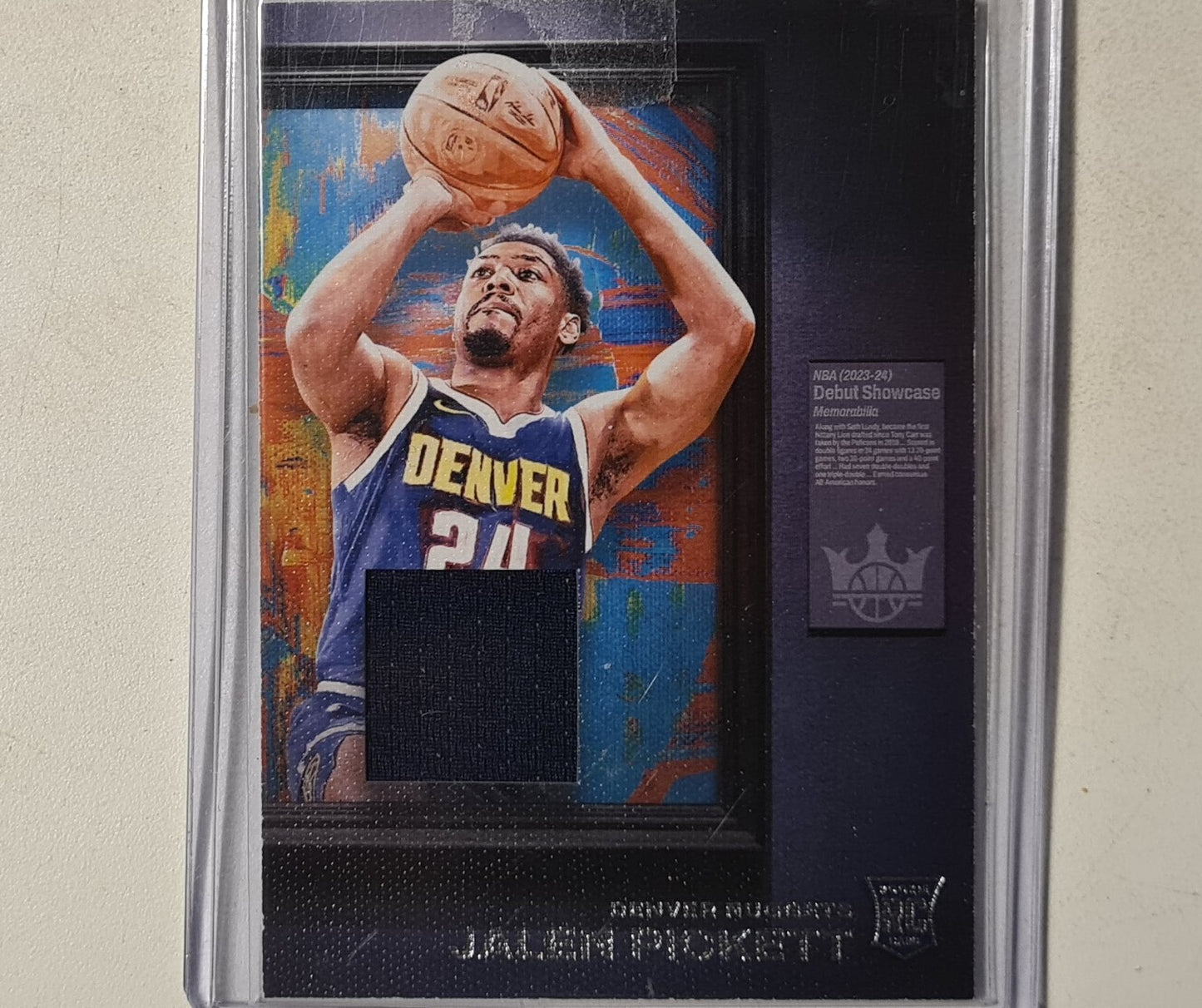 Jalen Pickett 2023-24 Panini Court Kings debut showcase memorabilia patch Rookie RC DSM-PKT NBA Basketball Denver Nuggets excellent