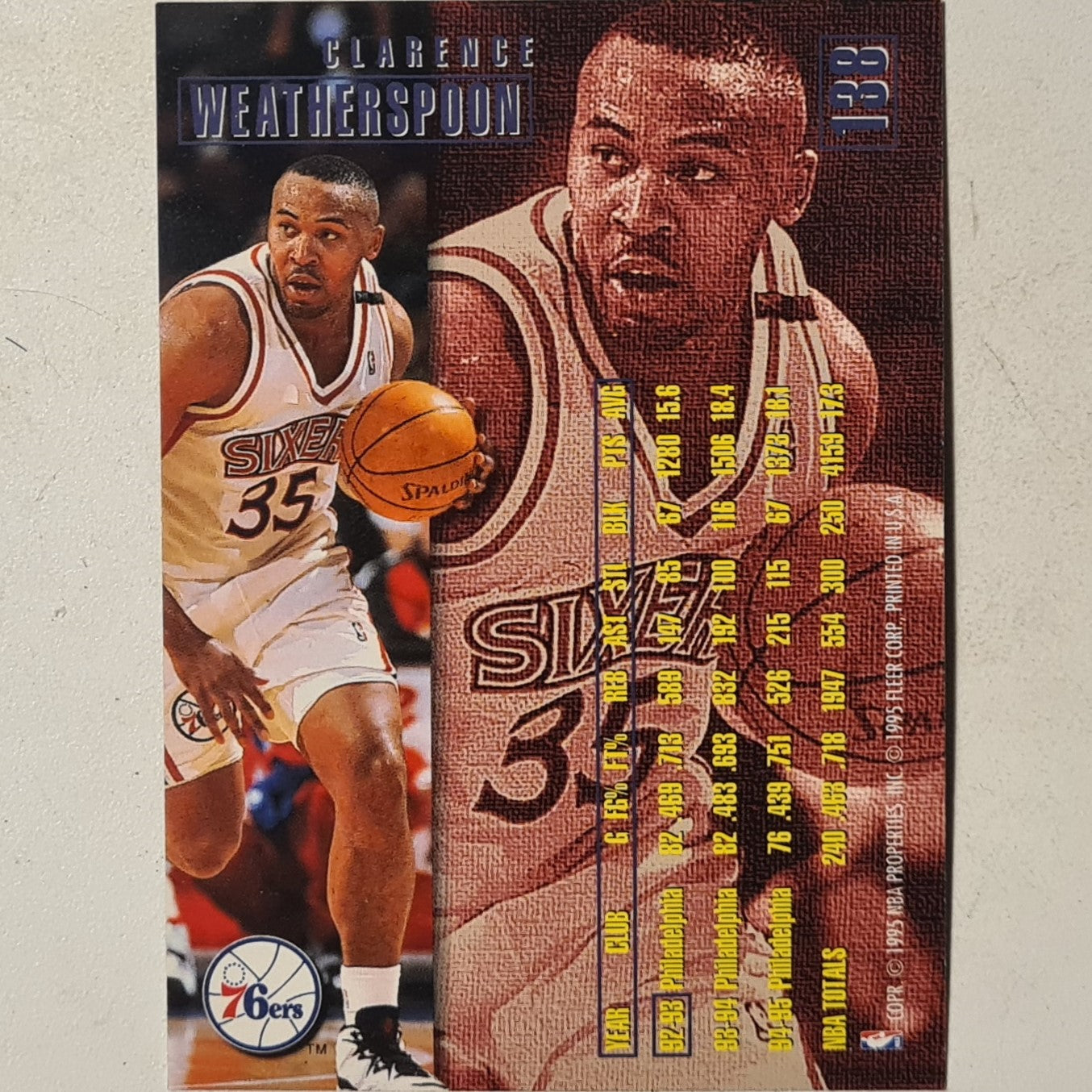 Clarence Weatherspoon 1995 Fleer 95-96 #138 NBA Basketball Philadelphia 76ers Excellent Sleeved