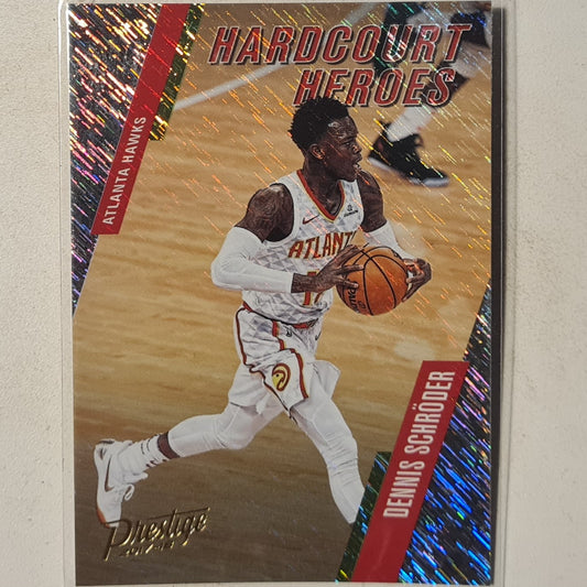 Dennis Schroder 2017-18 Panini Prestige hardcourt heroes rain variant holo #8 NBA Basketball Atlanta Hawks Excellent sleeved