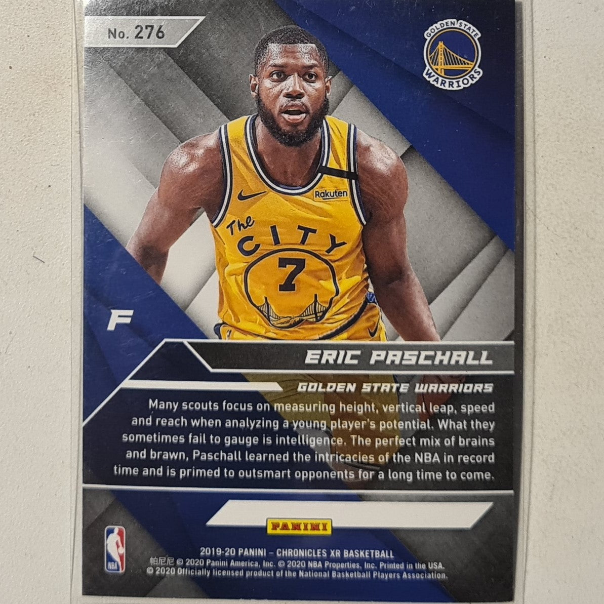 Eric Paschall 2019-20 Panini Chronicles XR Rookie RC #276 NBA Basketball Golden State Warriors Excellent sleeved