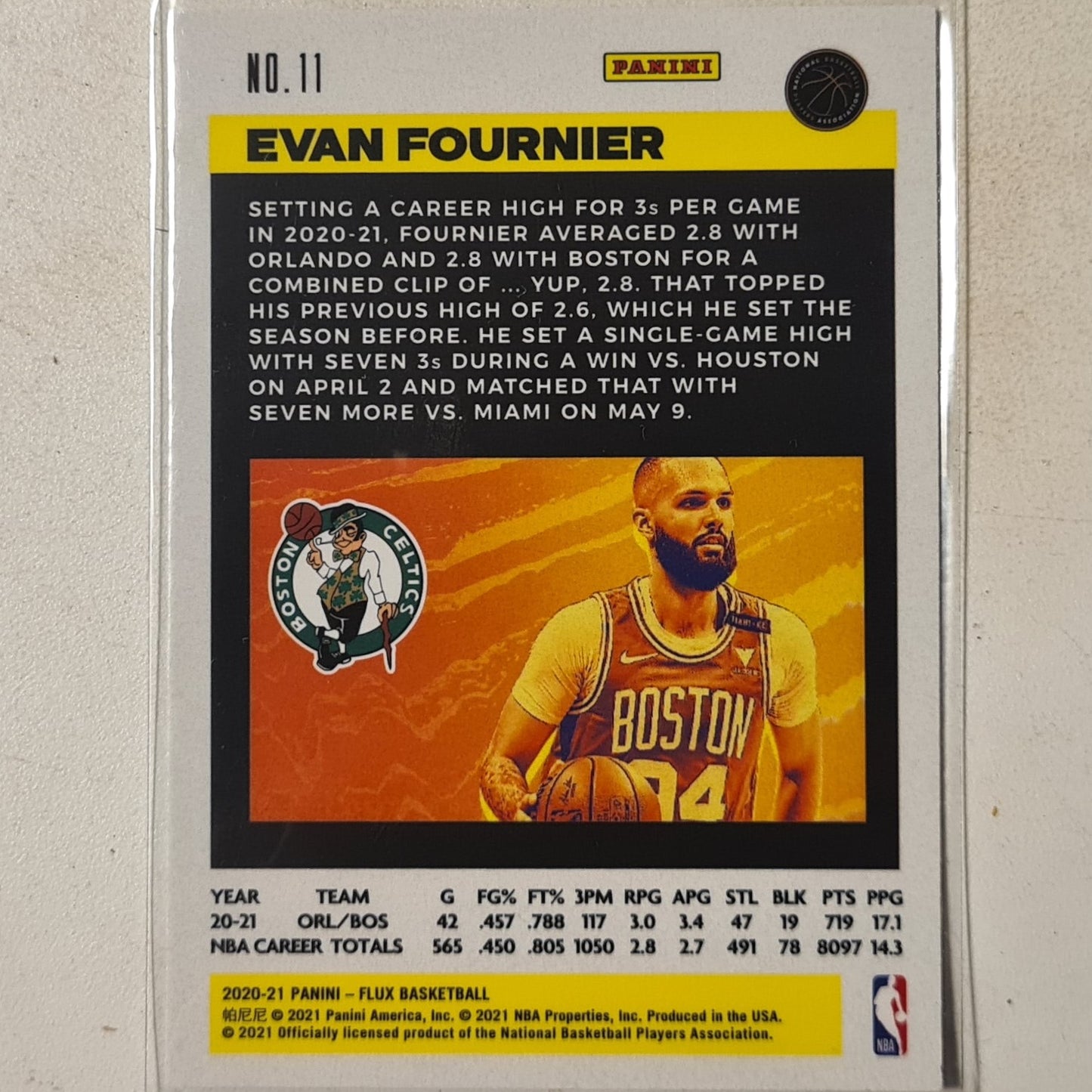 Evan Fournier 2020-21 Panini Flux #11 NBA Basketball Boston Celtics Mint Sleeved