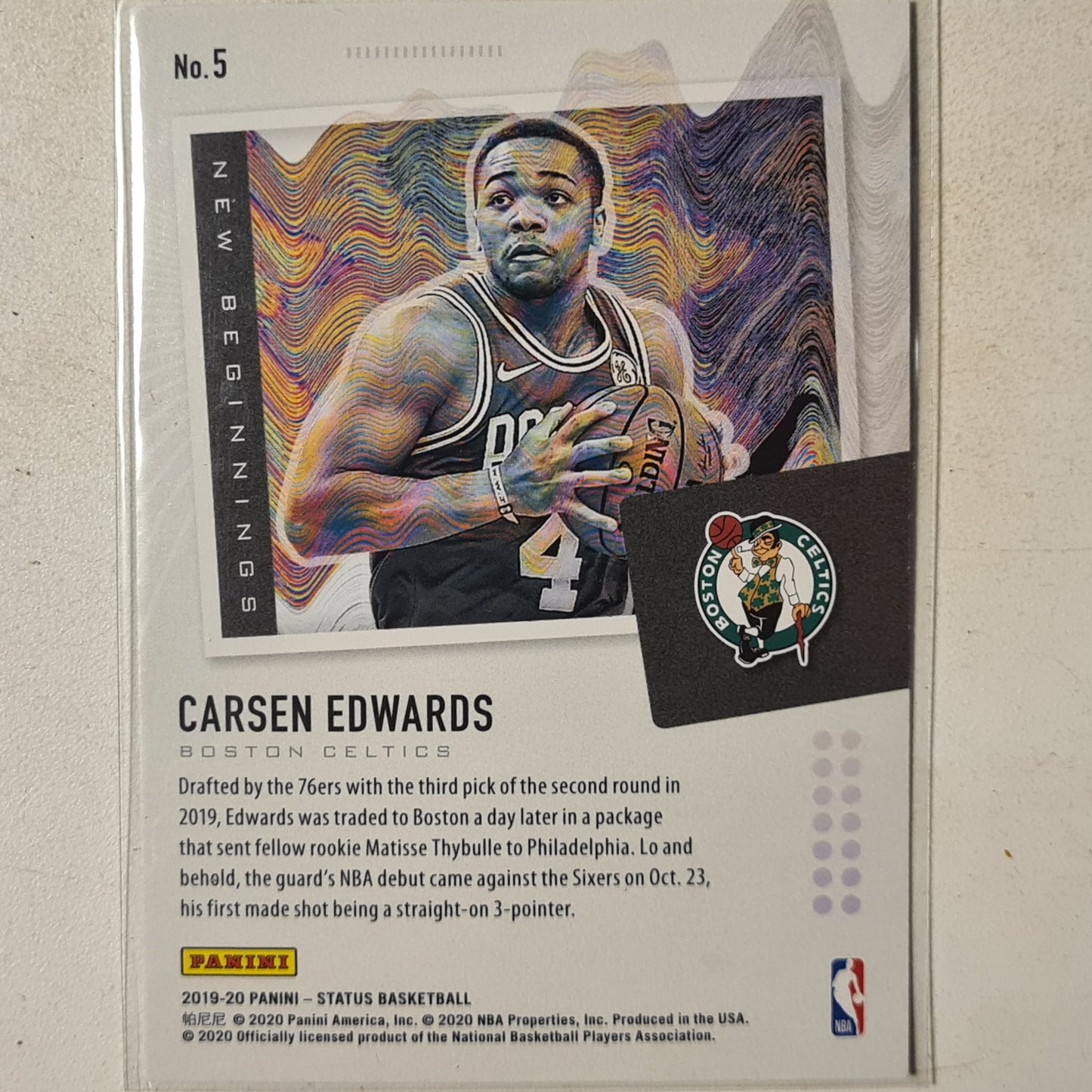 Carsen Edwards 2019-20 Panini Status new beginnings Rookie RC #5 NBA Basketball Boston Celtics mint sleeved