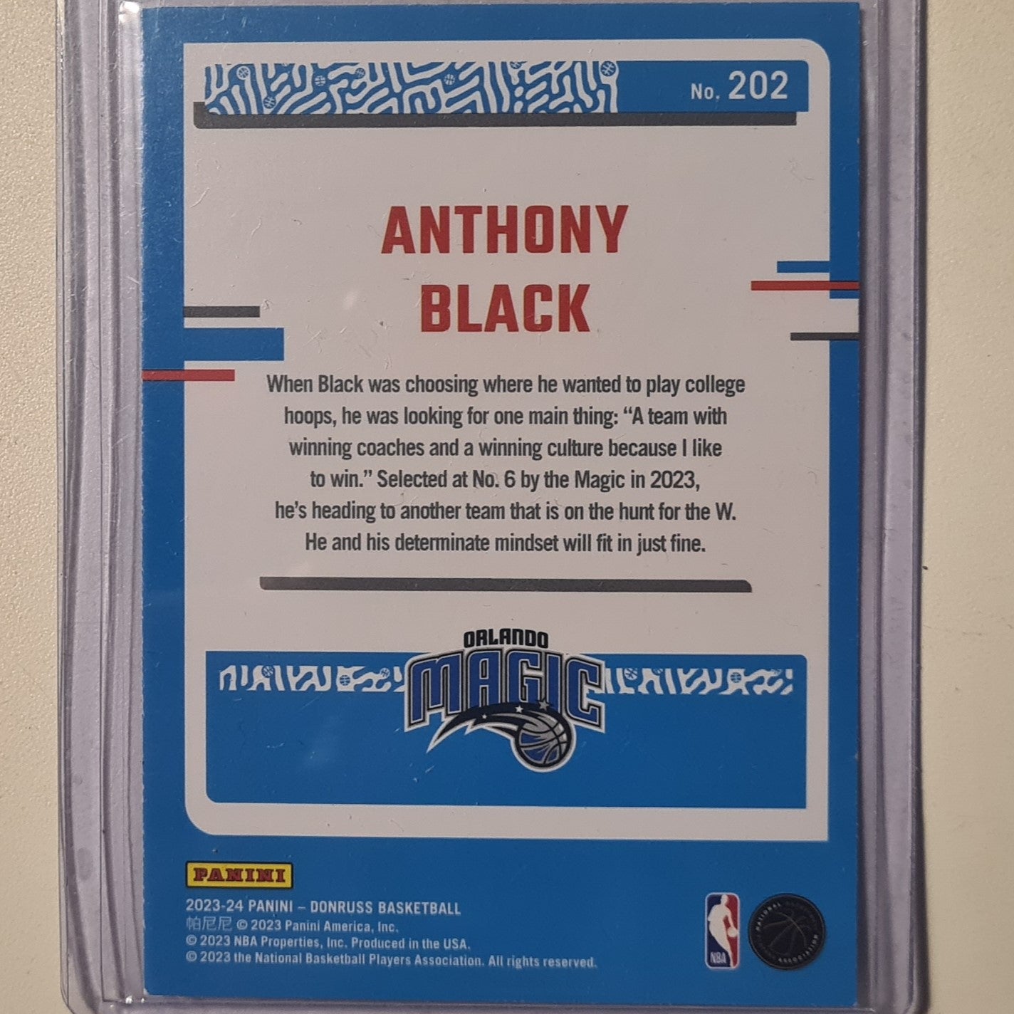 Anthony Black 2023-24 Panini Donruss rated rookie holo prizm  #202 NBA Basketball Orlando Magic excellent sleeved