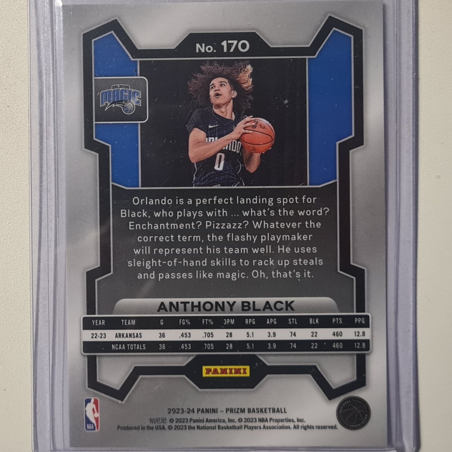 Anthony Black 2023-24 Panini Prizm Rookie RC #170 NBA Basketball Orlando Magic excellent sleeved