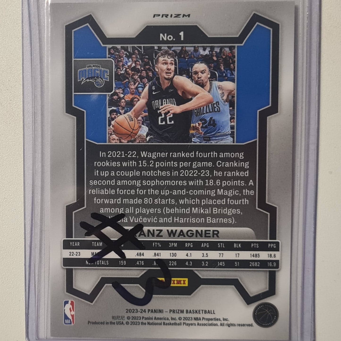 Franz Wagner 2023-24 Panini NBA Prizm cracked ice variant #1 NBA Basketball Orlando Magic mint sleeved