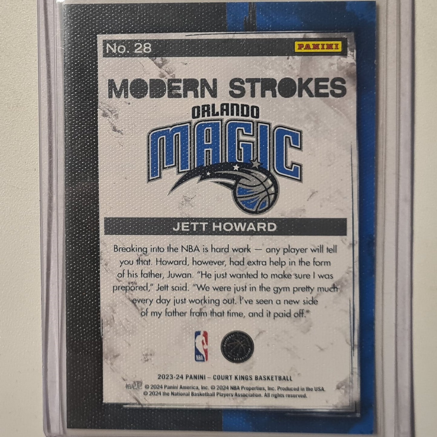 Jett Howard 2023-24 Panini Court Kings modern strokes Rookie RC #28 NBA Basketball Orlando Magic excellent/mint sleeved