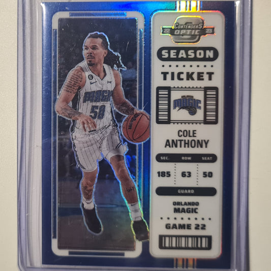 Cole Anthony 2022-23 Panini Contenders Optic prizm numbered 10/99 #37 NBA Basketball Orlando Magic excellent/mint sleeved