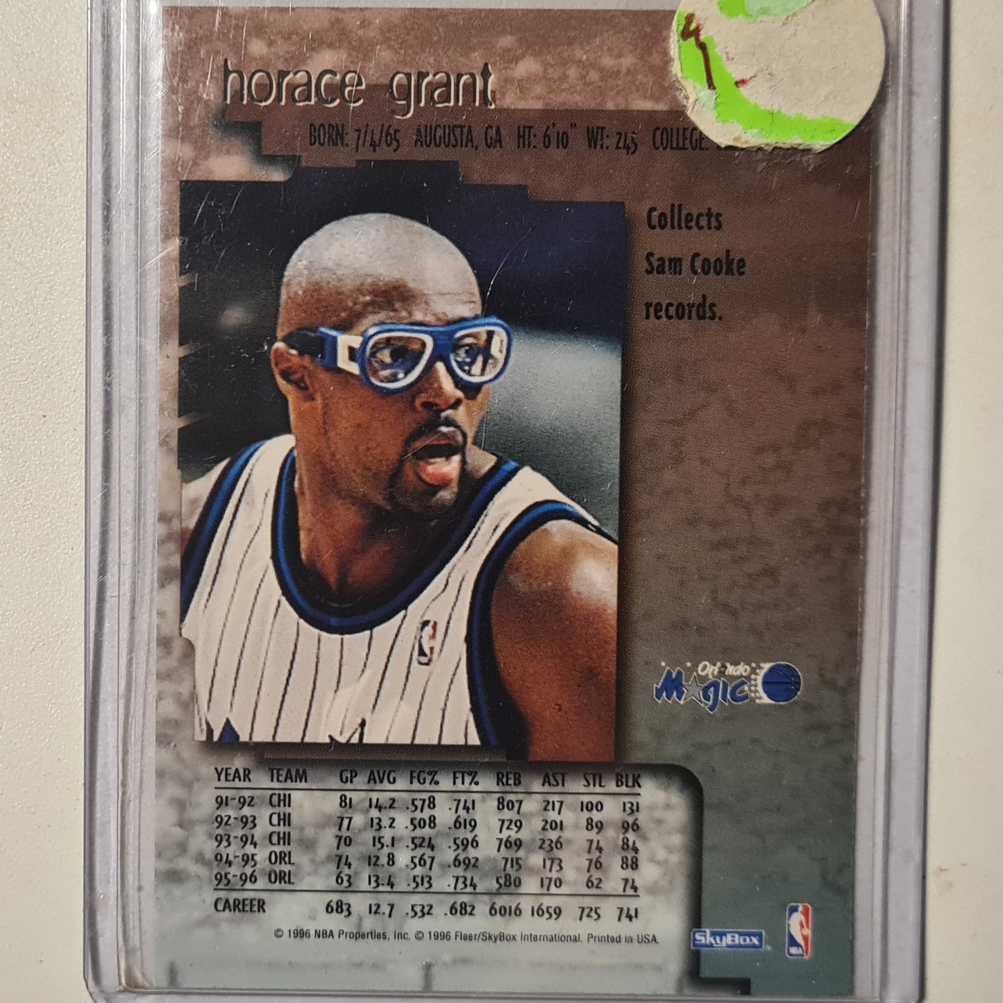 Horace Grant 1996 Skybox Premium #81 NBA Basketball Orlando Magic excellent sleeved