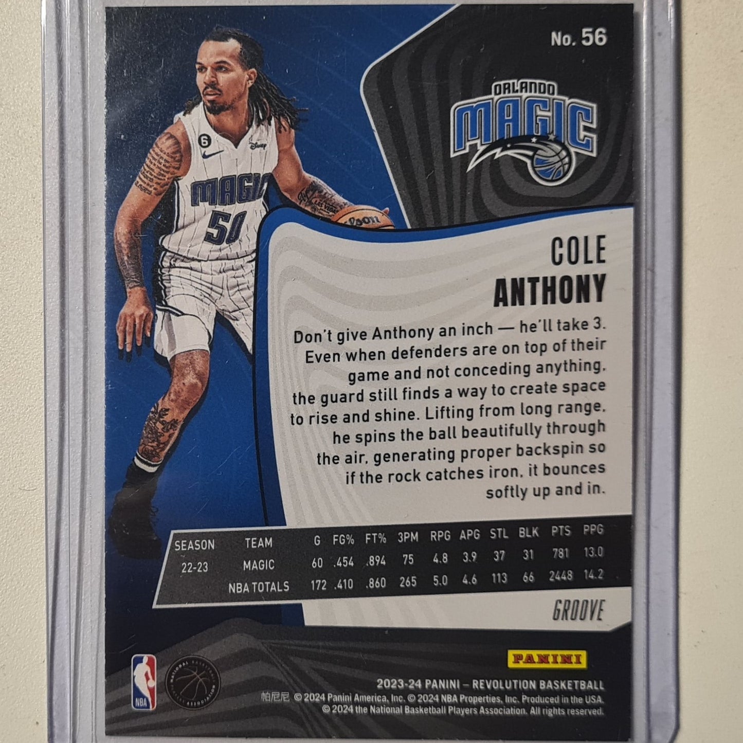 Cole Anthony 2023-24 Panini Revolution Groove Variant #56 NBA Basketball Orlando Magic mint sleeved