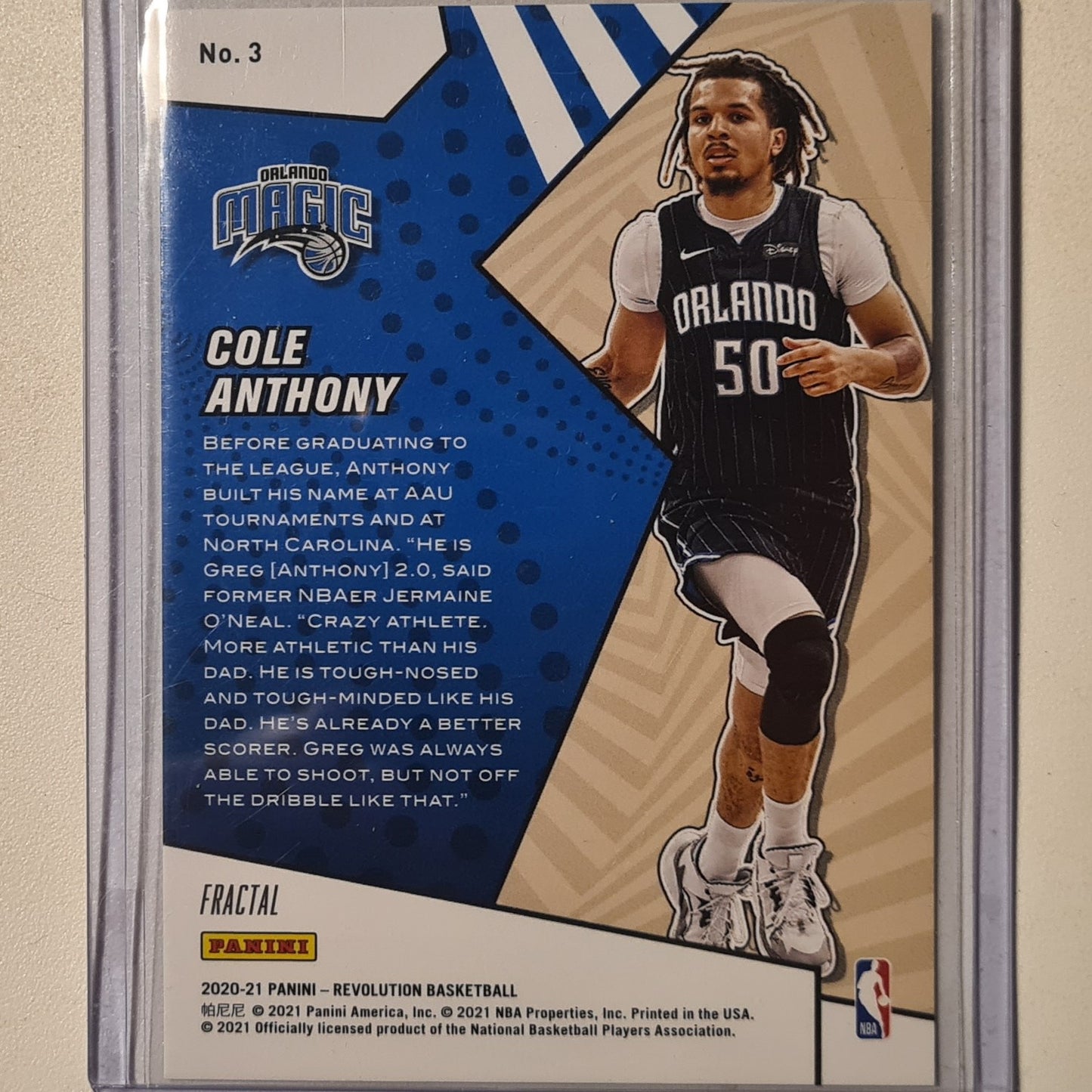 Cole Anthony 2020-21 Panini Revolution Fractal Variant #3 NBA Basketball Orlando Magic mint sleeved