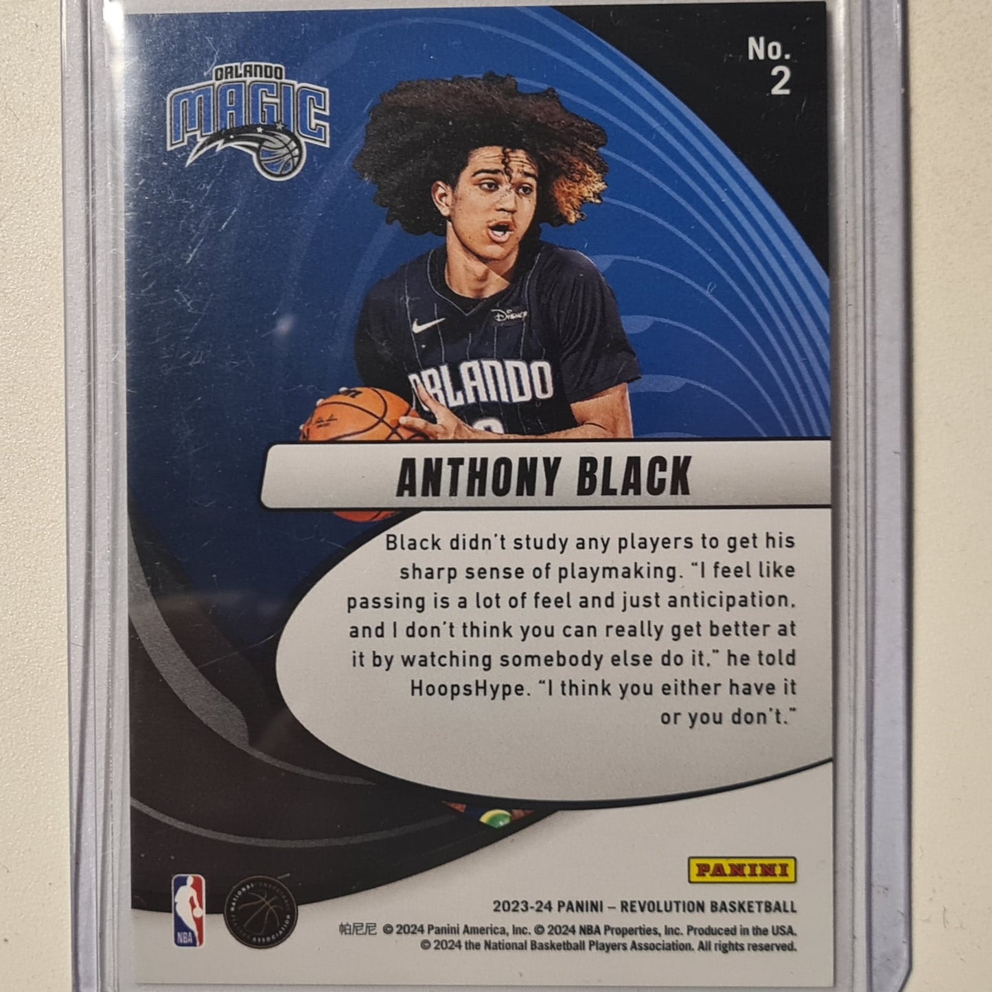 Anthony Black 2023-24 Panini revolution Vortex Rookie RC #2 NBA Basketball Orlando Magic Excellent/mint sleeved