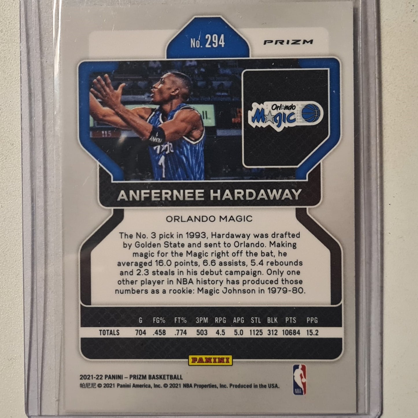 Anfernee Hardaway 2021-22 Panini Prizm Refractor #294 NBA Basketball Orlando Magic Excellent/mint sleeved