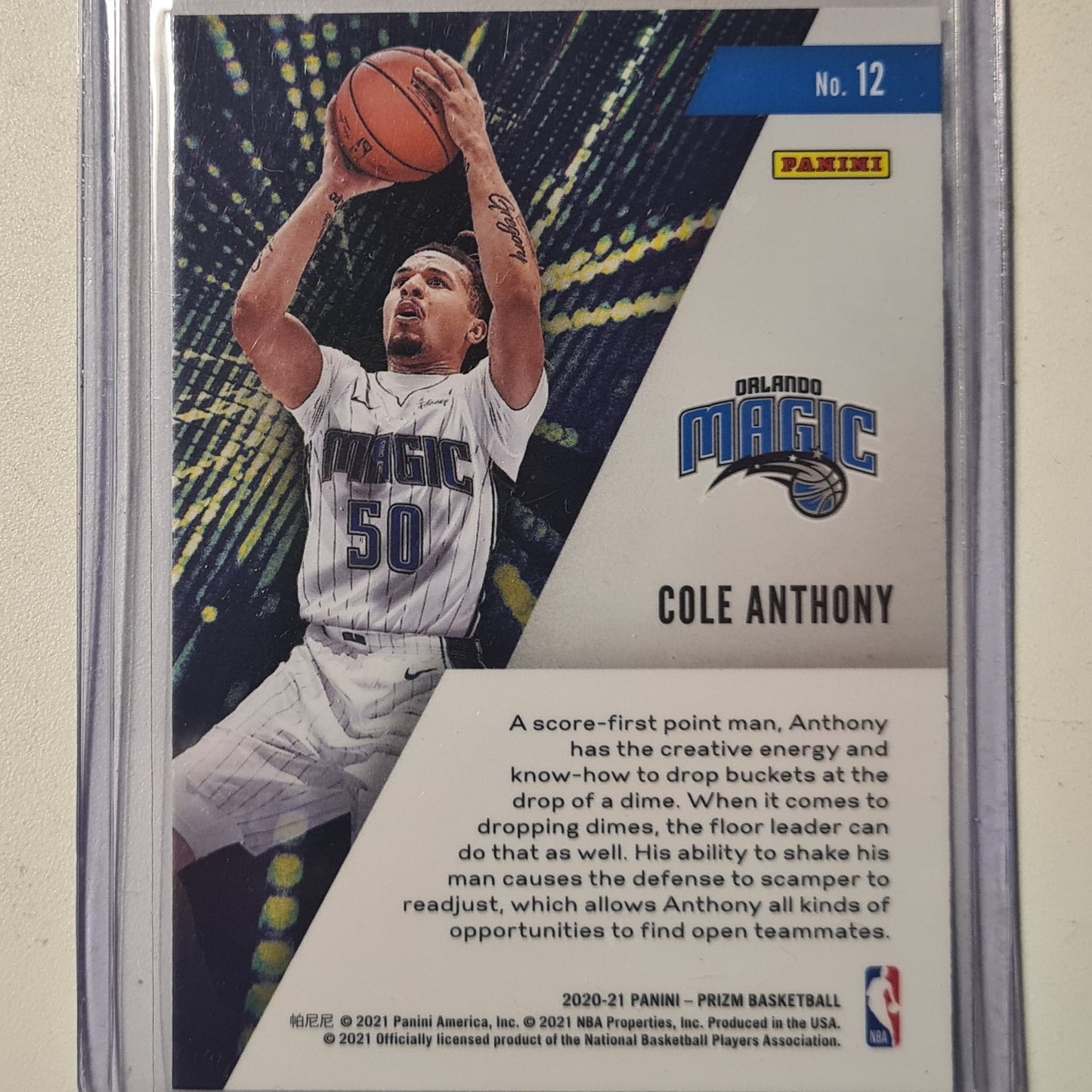 Cole Anthony 2020-21 Panini instant impact Rookie RC #21 NBA Basketball Orlando Magic Excellent/mint