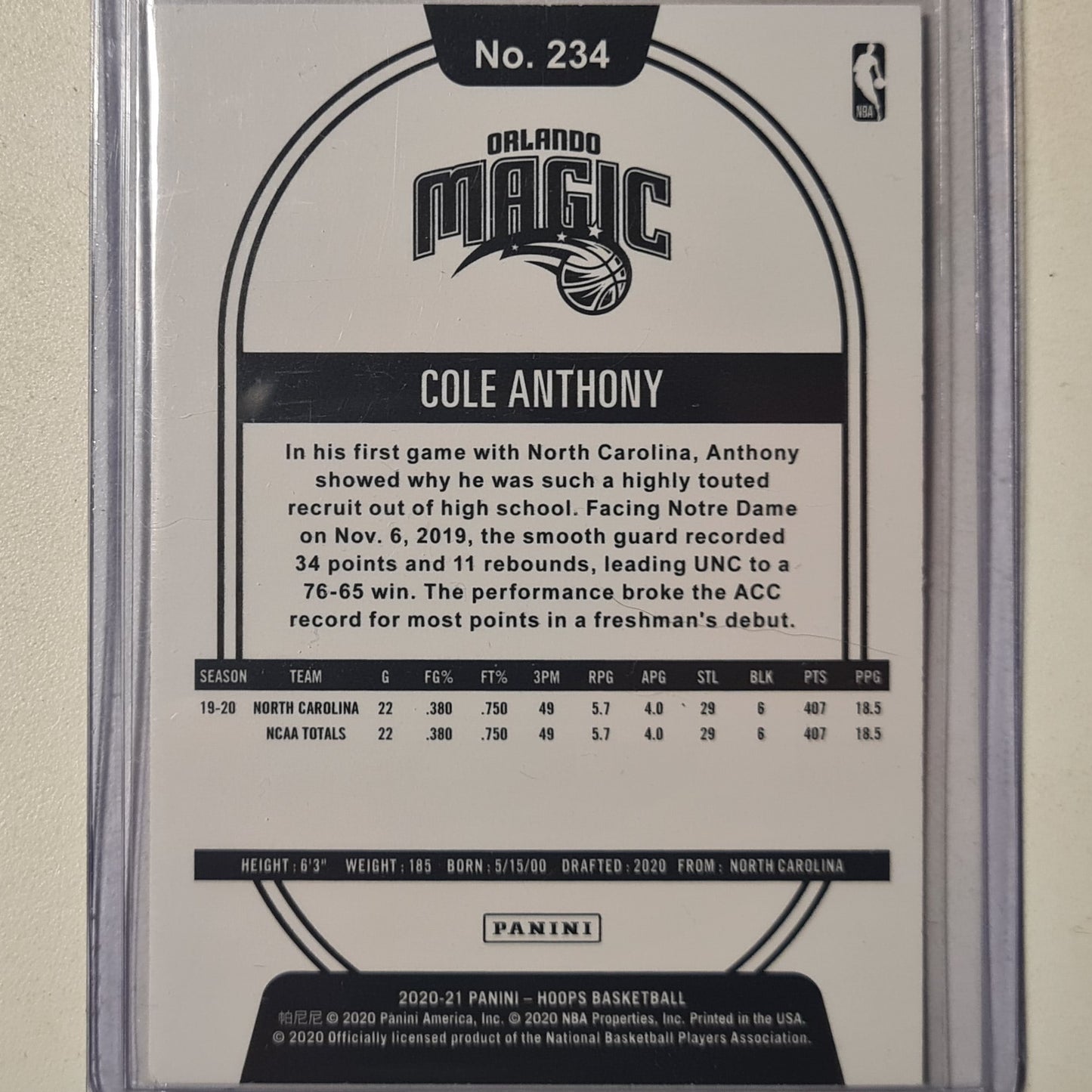 Cole Anthony 2023-24 Panini Prizm #16 NBA Basketball Orlando Magic Excellent/mint