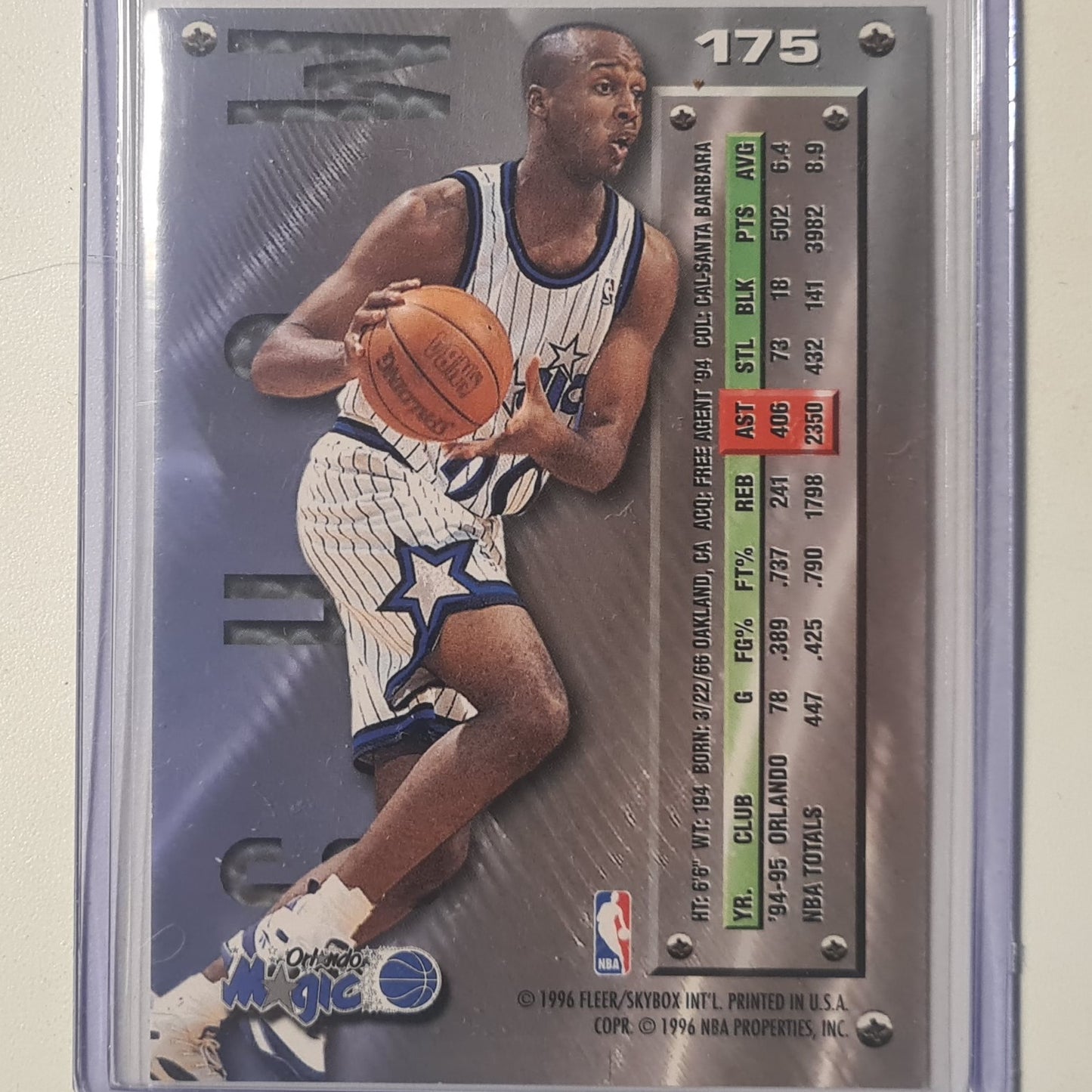 Brian Shaw 1996 Fleer metal 95-96 #175 NBA Basketball Orlando Magic Excellent sleeved