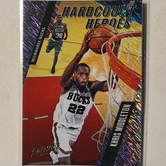 Khris Middleton 2017-18 Panini Prestige Hardcourt Heroes Rain holo variant #3 NBA Basketball Milwaukee Bucks very good sleeved