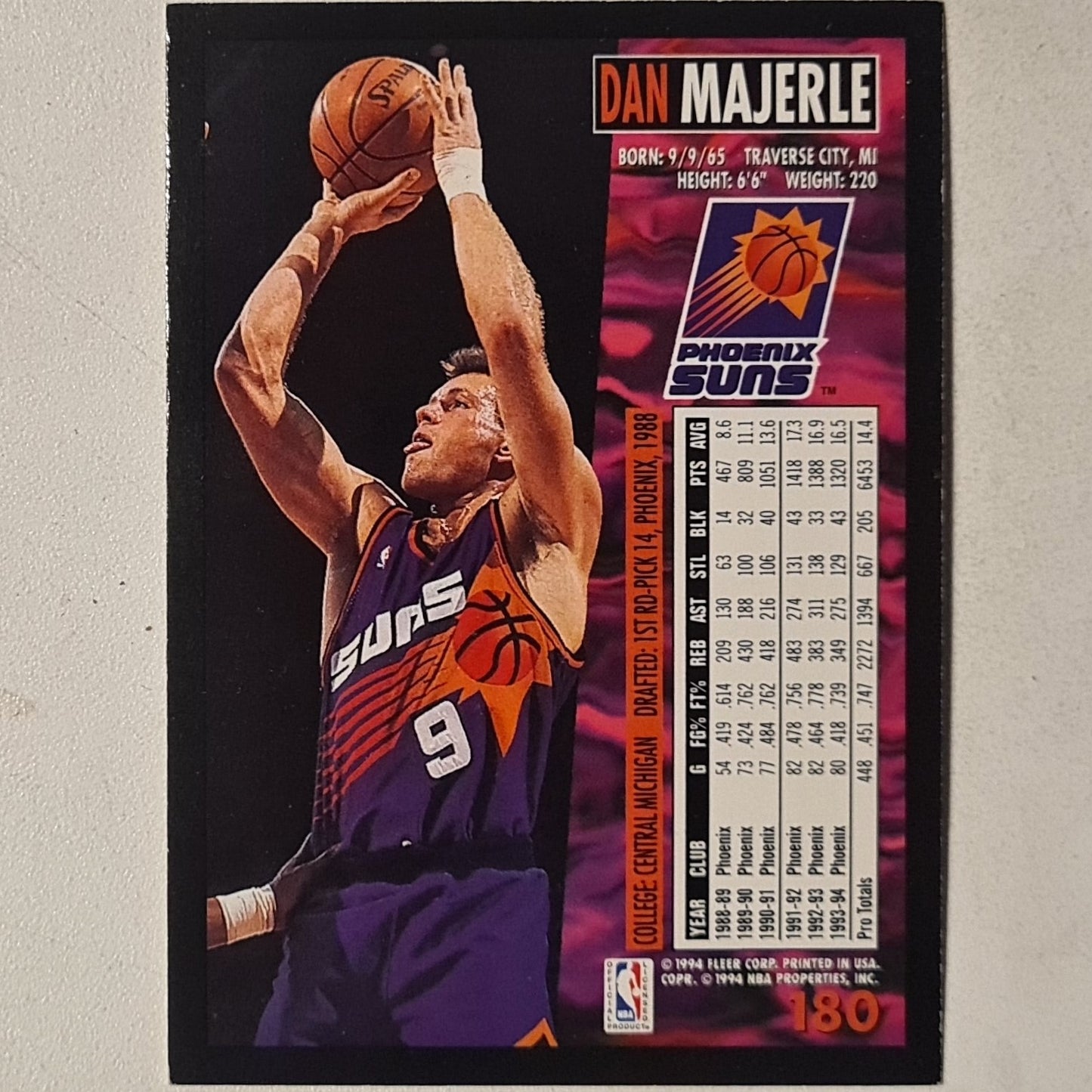 Dan Marjerle 1994 Fleer 94-95 #180 NBA Basketball Phoenix Suns very good sleeved