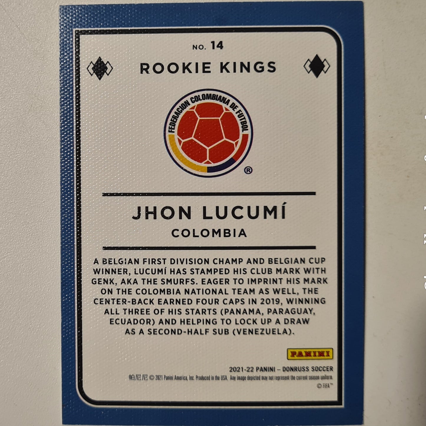 Jhon Lucumi 2021-22 Panini Donruss Soccer rookie kings #14 Rookie RC #14 Soccer Football Colombia very good sleeved