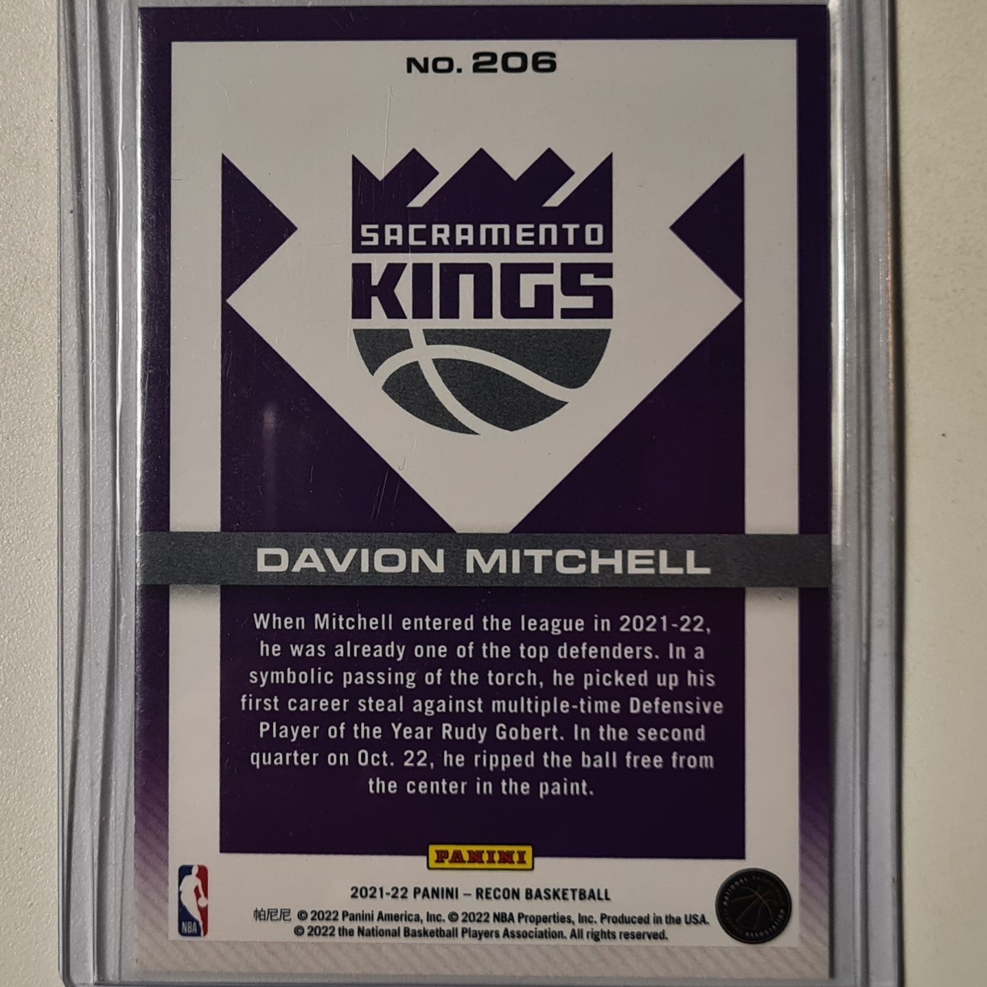 Davion Mitchell 2021-22 Panini Recon rookie RC #206 NBA Basketball Sacramento Kings Excellent/mint