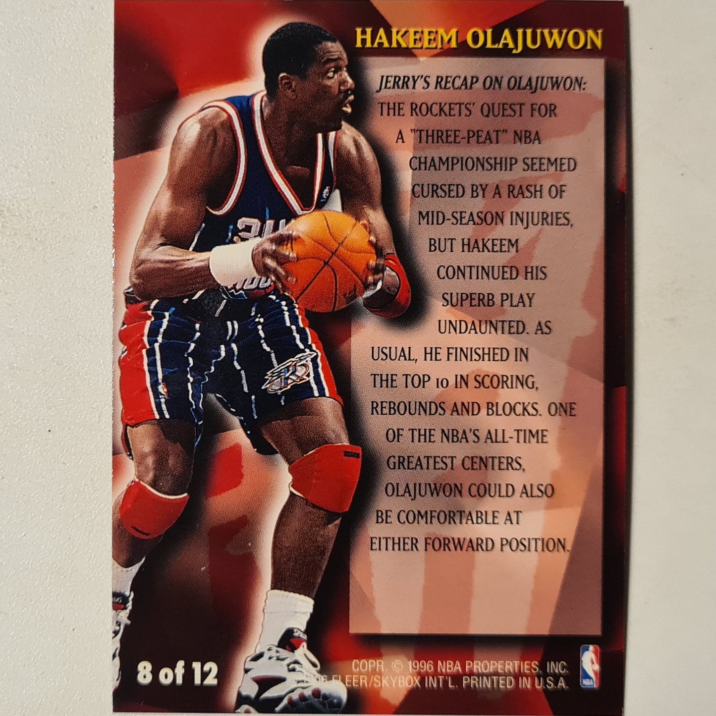 Hakeem Olajuwon 1996 Fleer 96-97 Stackhouse's all-fleer insert 8 of 12 NBA Basketball Houston Rockets Excellent +