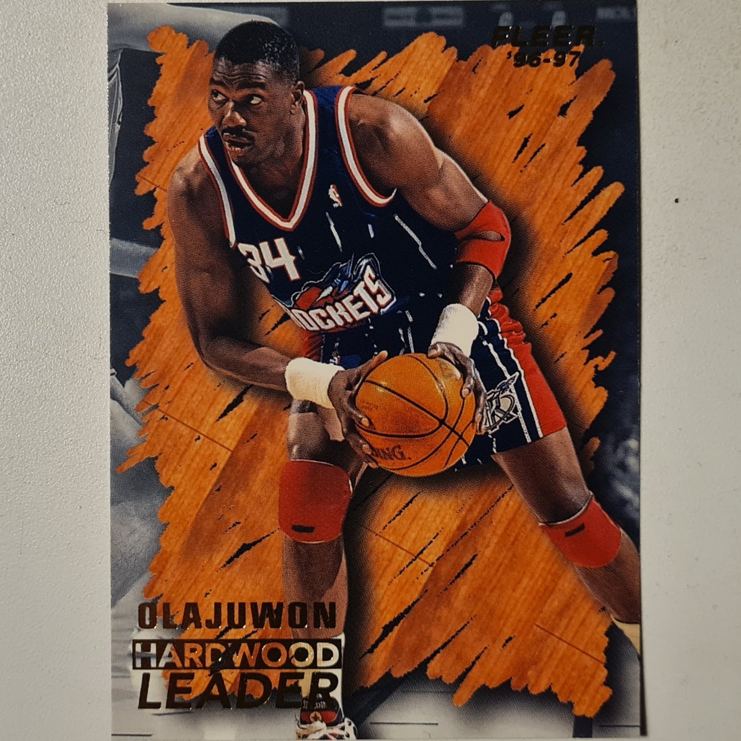 Hakeem Olajuwon 1996 Fleer 96-97 Hardwood Leaders #129 NBA Basketball Houston Rockets Excellent +