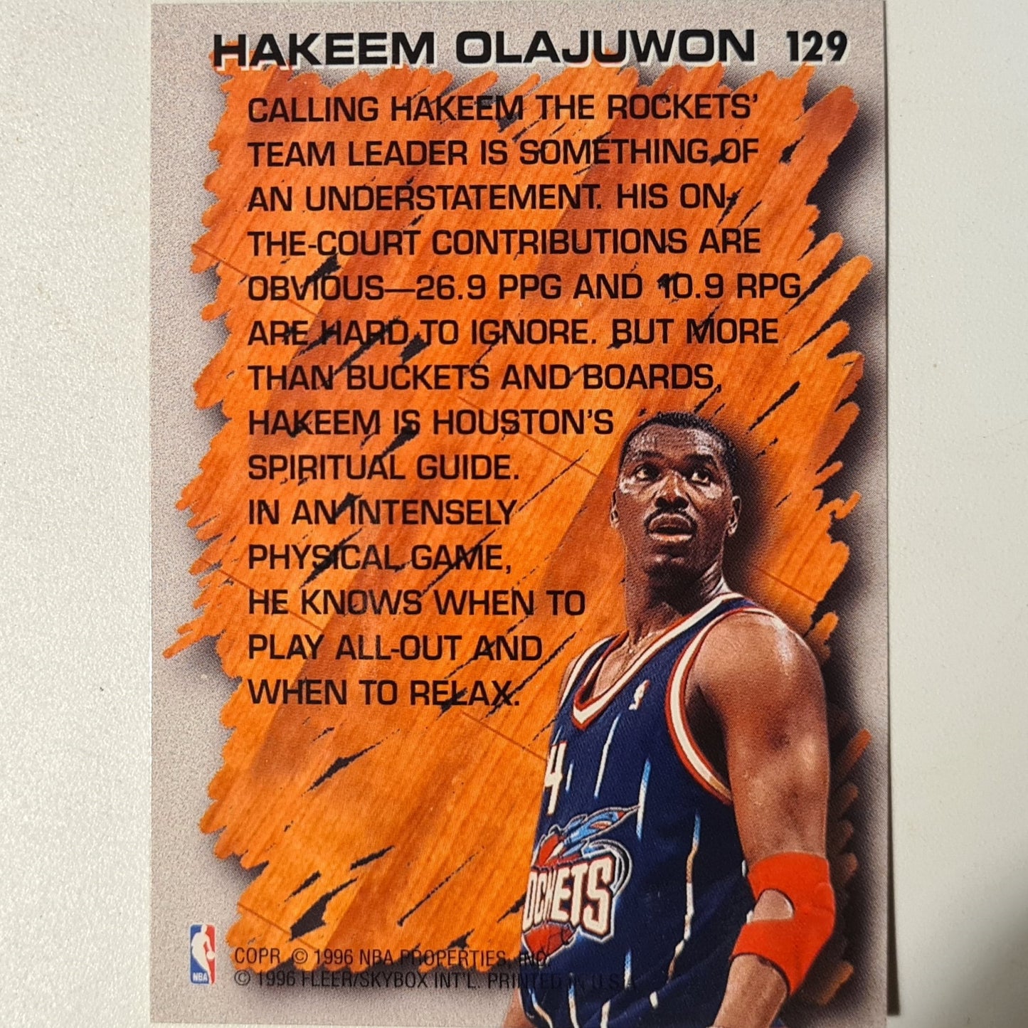 Hakeem Olajuwon 1996 Fleer 96-97 Hardwood Leaders #129 NBA Basketball Houston Rockets Excellent +