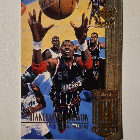 Hakeem Olajuwon 1998 Upper-Deck century legends top 50 players #14 NBA Basketball Houston Rockets Excellent/mint