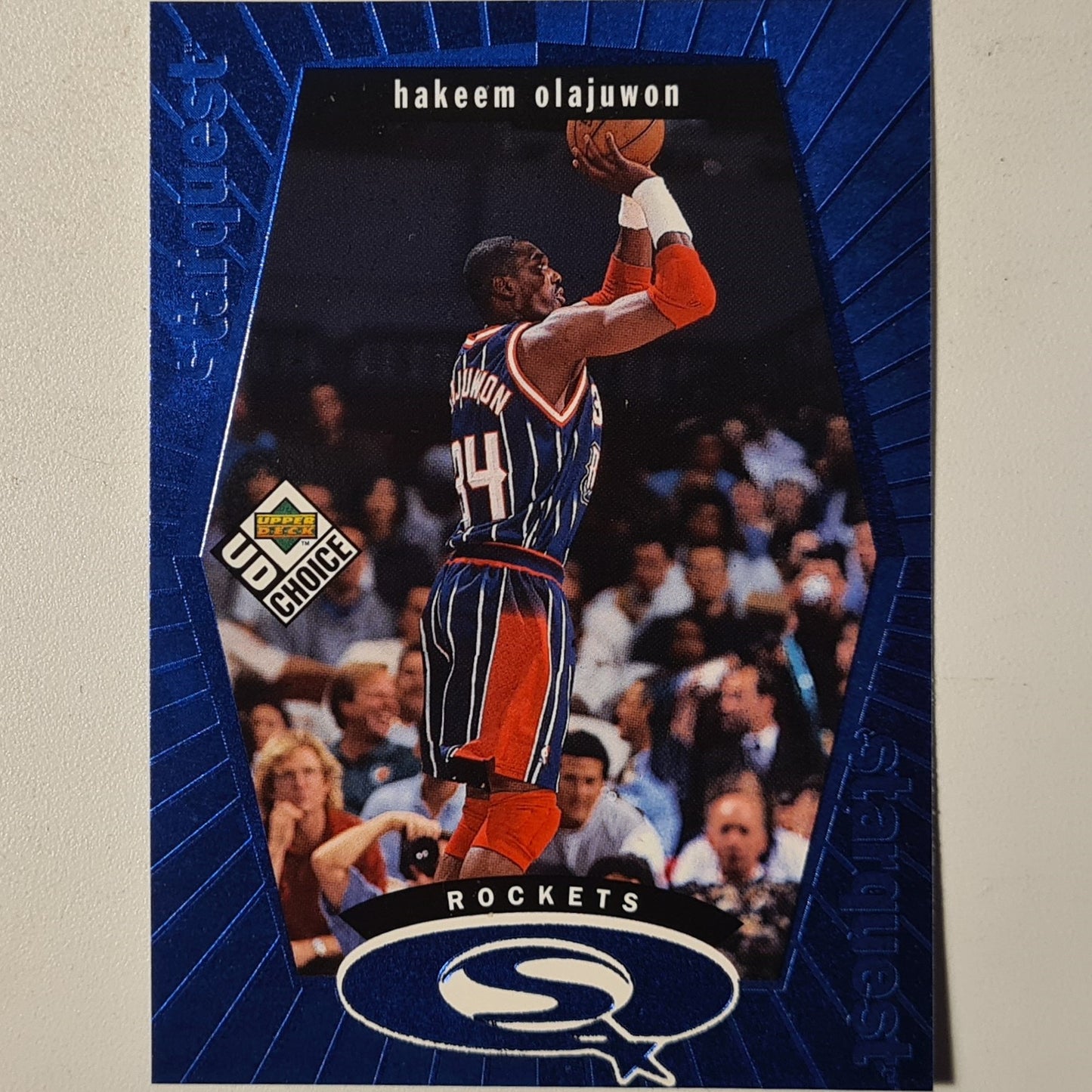 Hakeem Olajuwon 1998 Upper-Deck Starqiest blue foil SQ10 NBA Basketball Houston Rockets Excellent