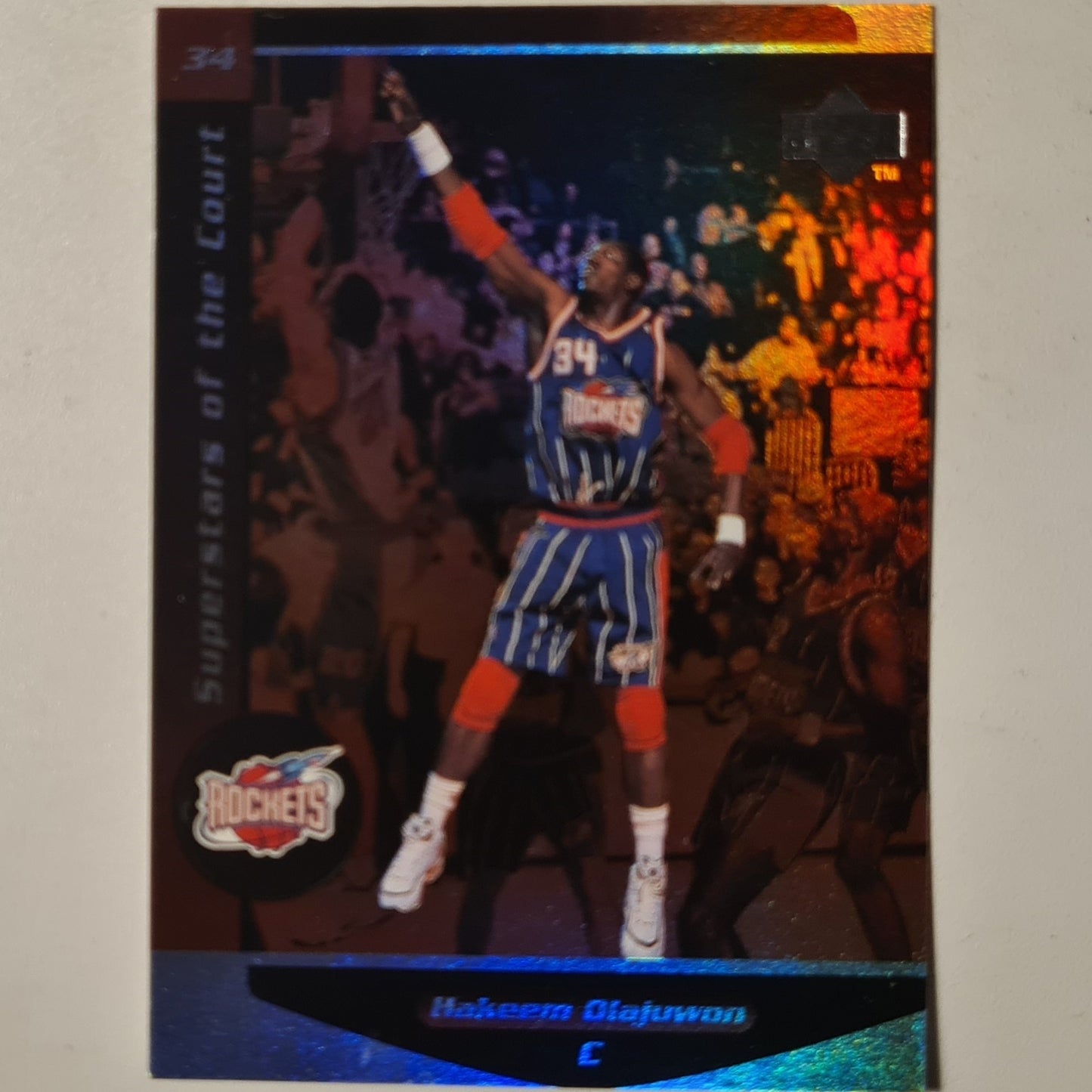 Hakeem Olajuwon 1998 Upper-Deck Superstars of the court holo C6 NBA Basketball Houston Rockets Excellent