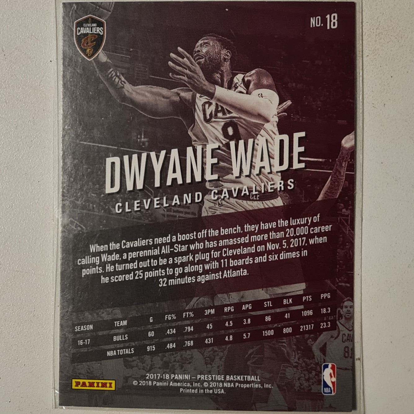 Dwayne Wade 2016-17 Panini Prestige #18 NBA Basketball Cleveland Cavaliers Excellent+