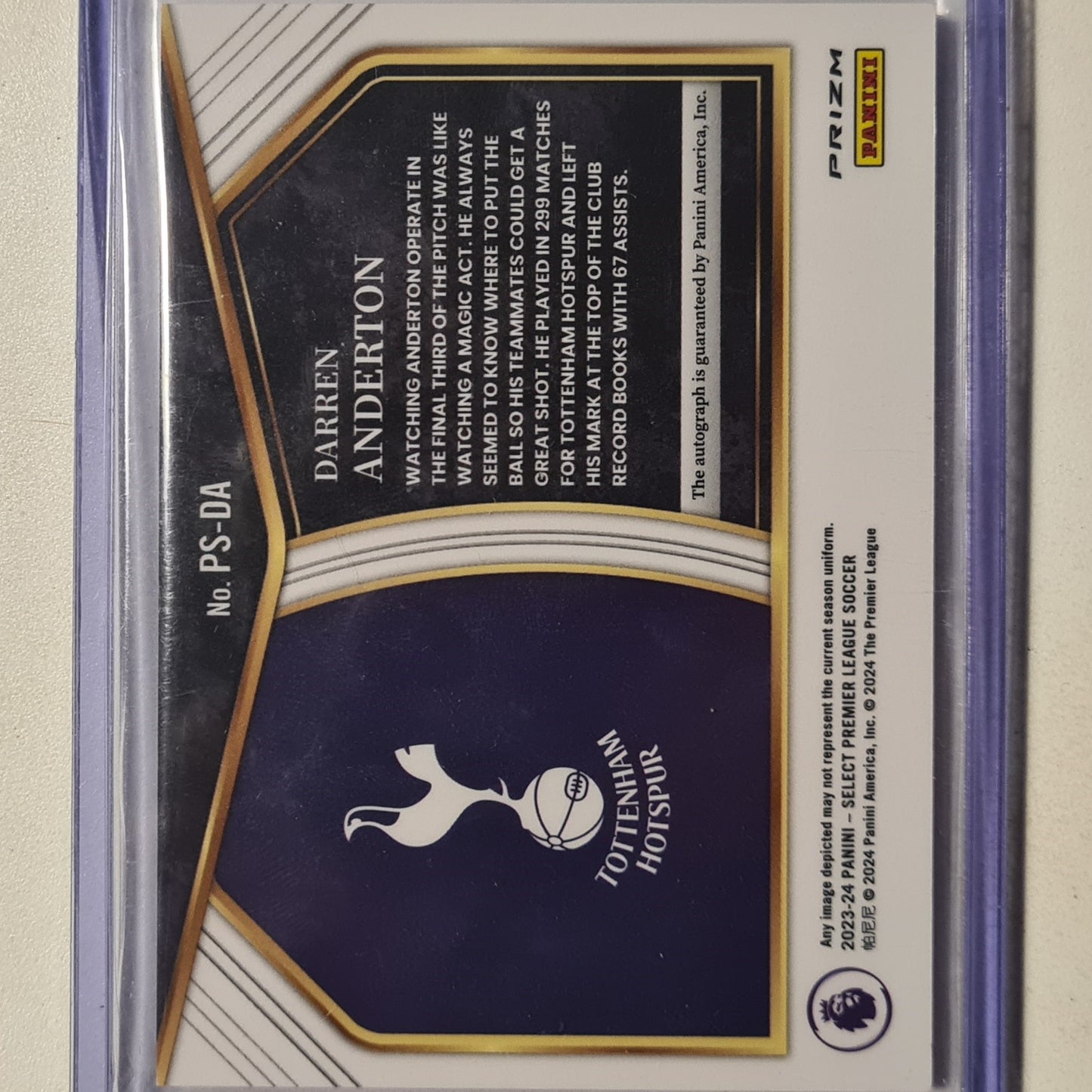 Darren Anderton 2023-24 Panini Select Pitchside Auto PS-DA Soccer Football Tottenham mint sleeved