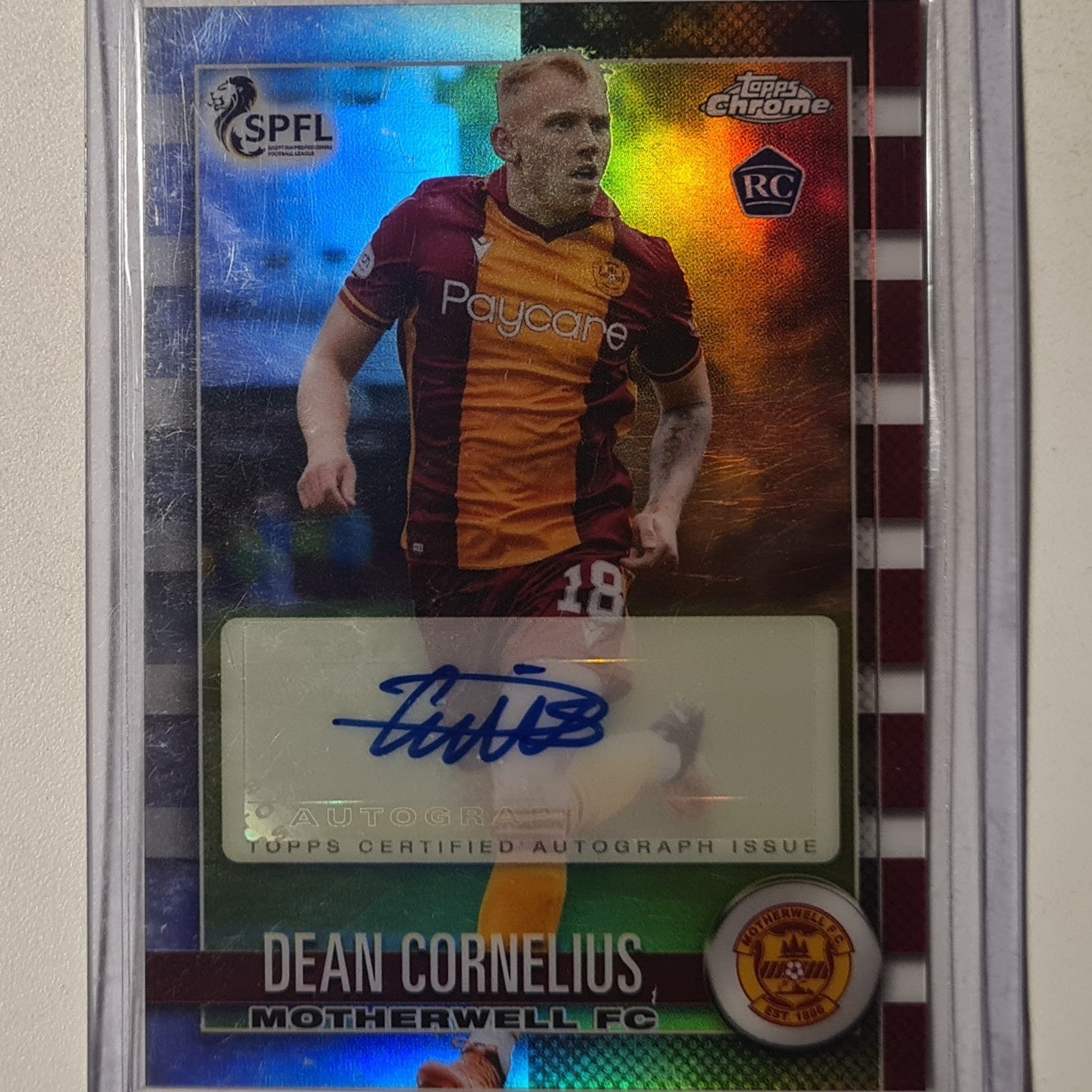 Dean Cornelius 2023 Topps Chrome Rookie Auto CA-DC Soccer Football Motherwell mint sleeved