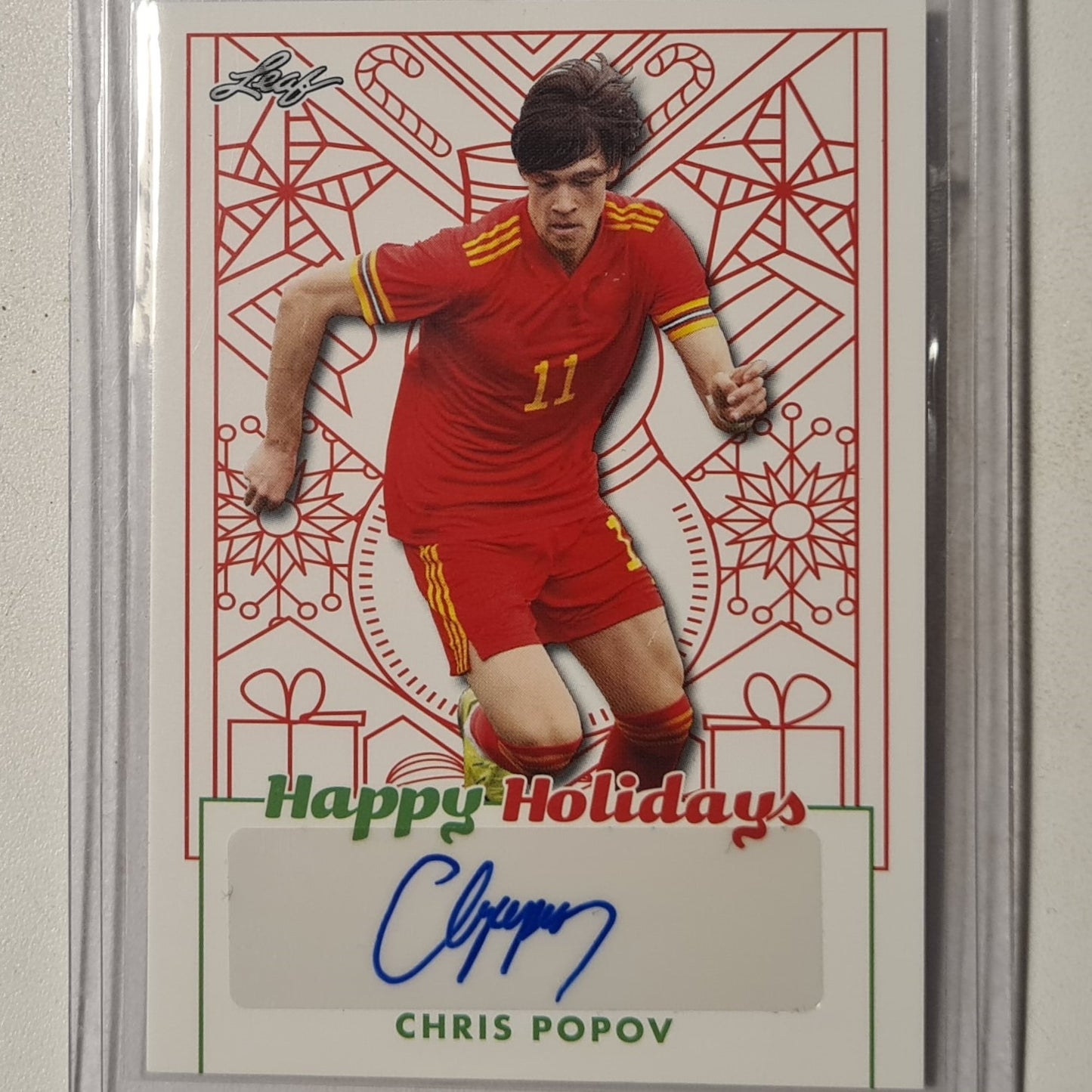 Chris Popov 2023 Leaf Happy Holidays Auto BA-CP2 Soccer Football Wales/Barrow mint