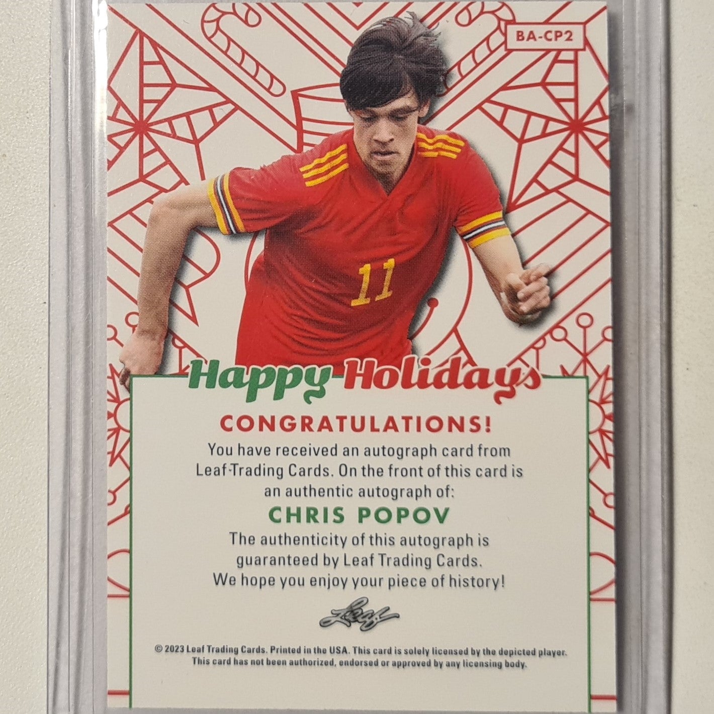 Chris Popov 2023 Leaf Happy Holidays Auto BA-CP2 Soccer Football Wales/Barrow mint