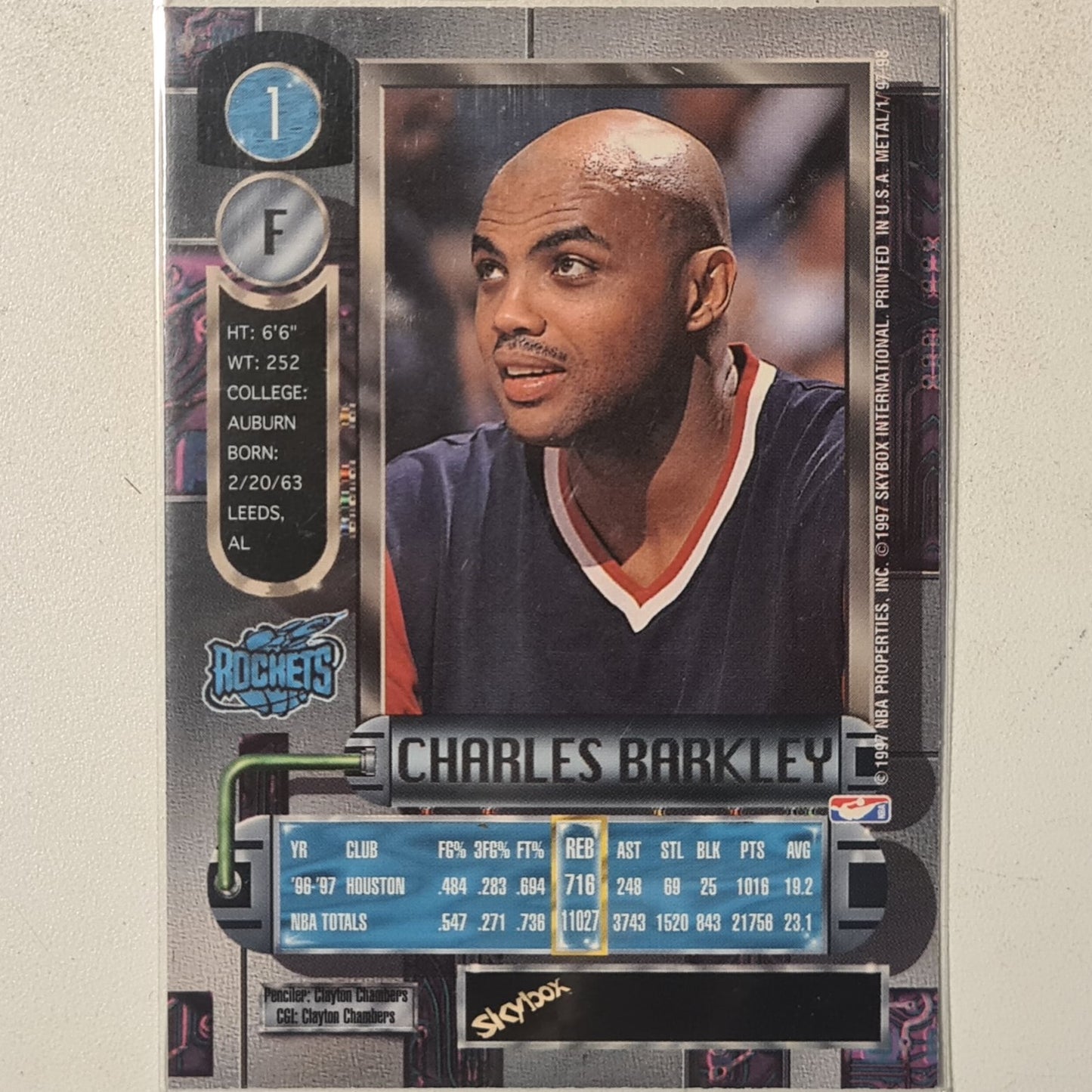 Charles Barkley 1997 Skybox metal universe #1 NBA Basketball Houston Rockets excellent