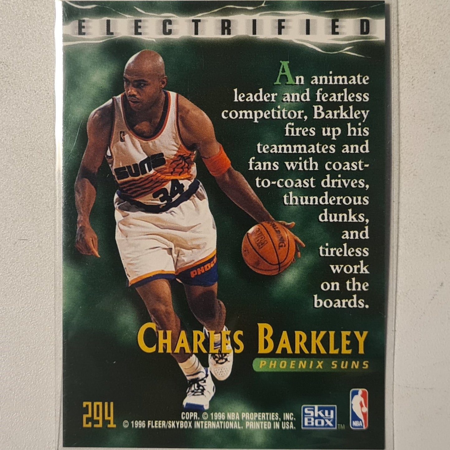 Charles Barkley 1996 Skybox electrified insert #294 NBA Basketball Phoenix Suns excellent