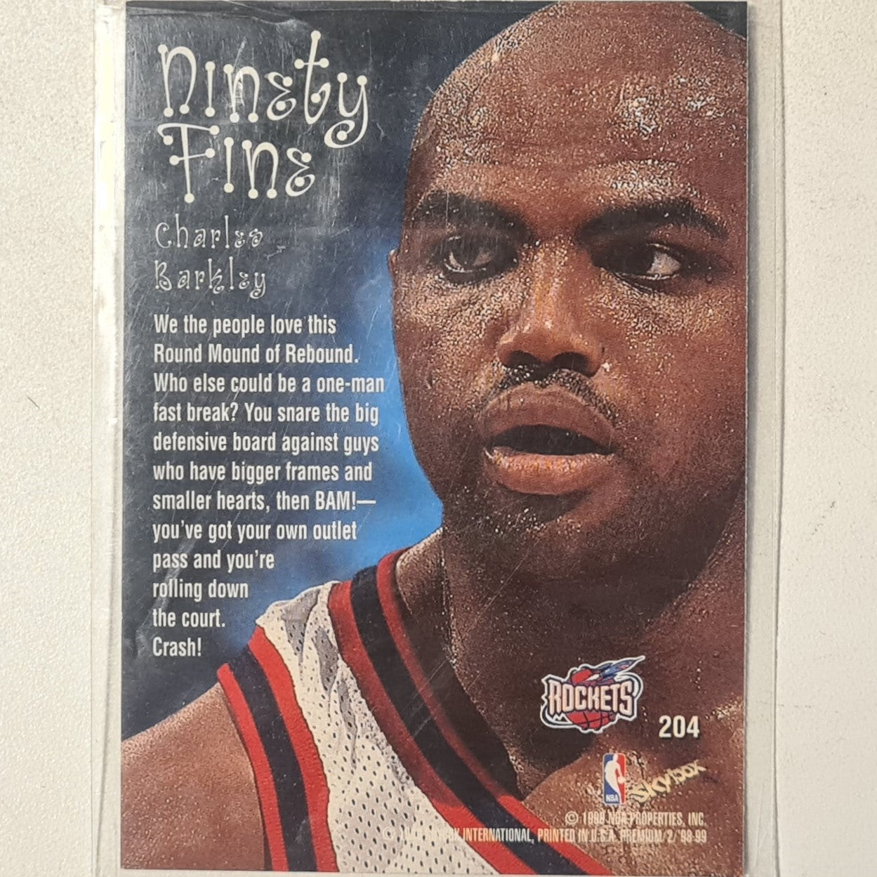 Charles Barkley 1998 Skybox Ninety Fine #204 NBA Basketball Houston Rockets excellent