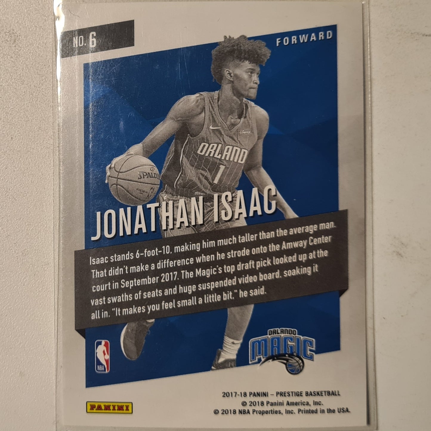 Jonathan Isaac 2017-18 Panini Prestige green foil variant #6 NBA Basketball Orlando Magic Excellent