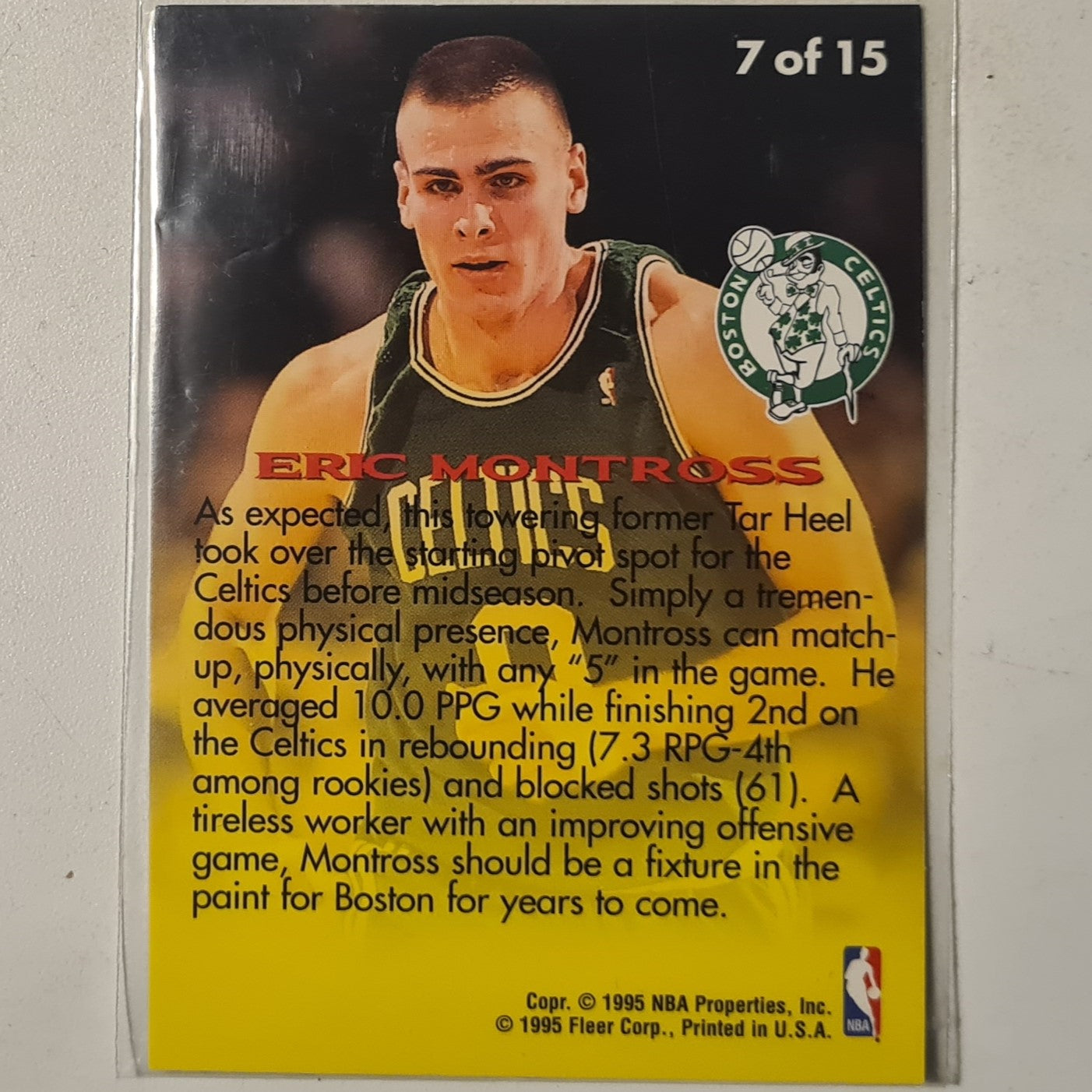 Eric Montross 1995 Fleer Rookie Sensations 95-96  7 of 15 NBA Basketball Boston Celtics Excellent