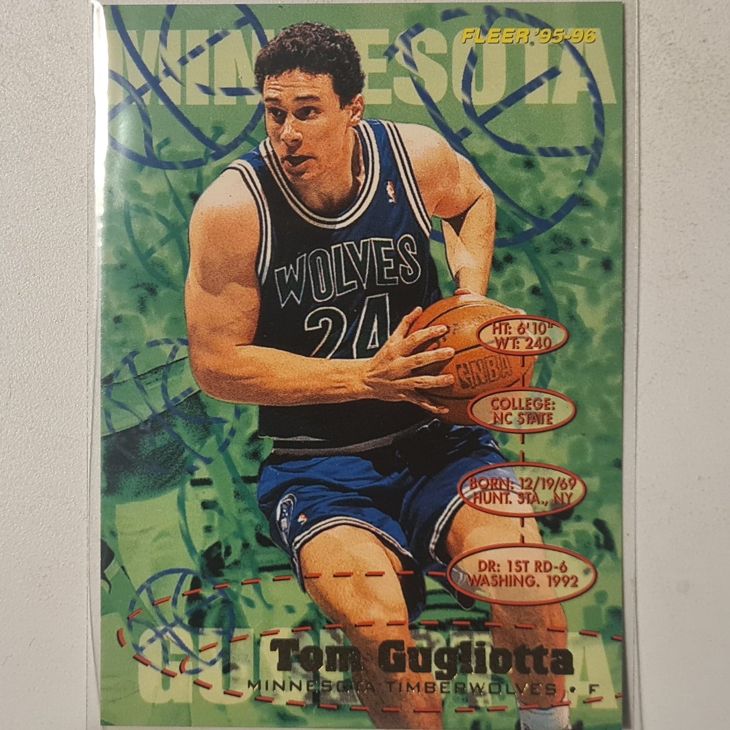 Tom Gugliotta 1995 Fleer 95-96 #107 NBA Basketball Minnesota Timberwolves Excellent sleeved