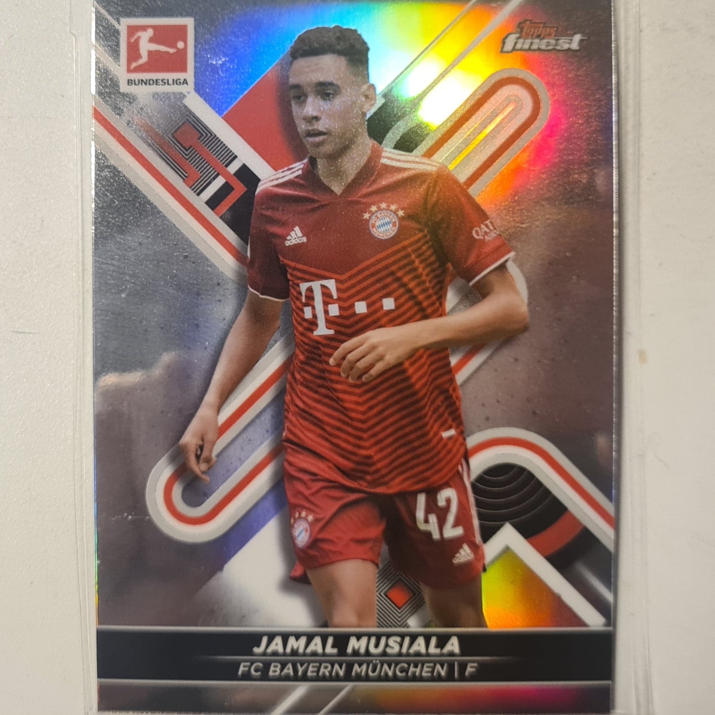 Jamal Musiala 2022 Topps Finest Bundesliga refractor #134 Football Bayern Munich Excellent/mint sleeved