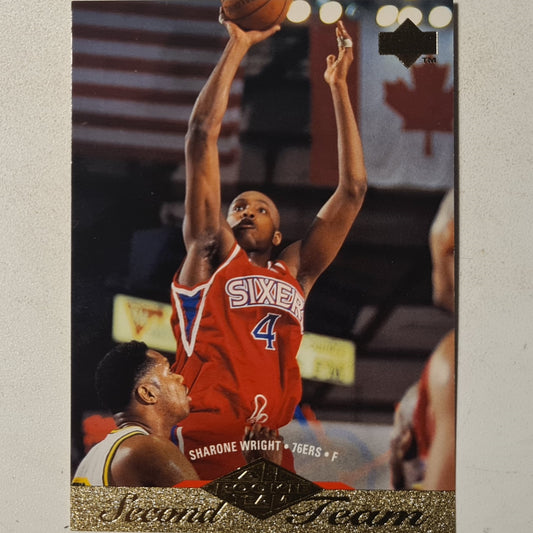 Sharone Wright 1995 Upper-Deck rookie second team #165 NBA Basketball Philadelphia 76ers Excellent sleeved