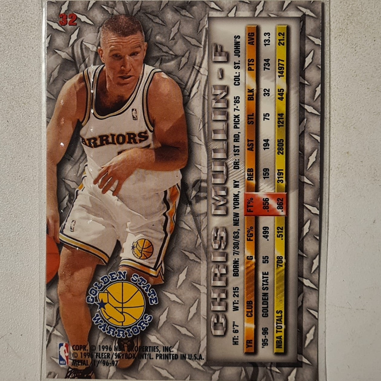 Chris Mullin 1989 NBA Hoops yellow #32 NBA Basketball Golden State Warriors Excellent+ sleeved