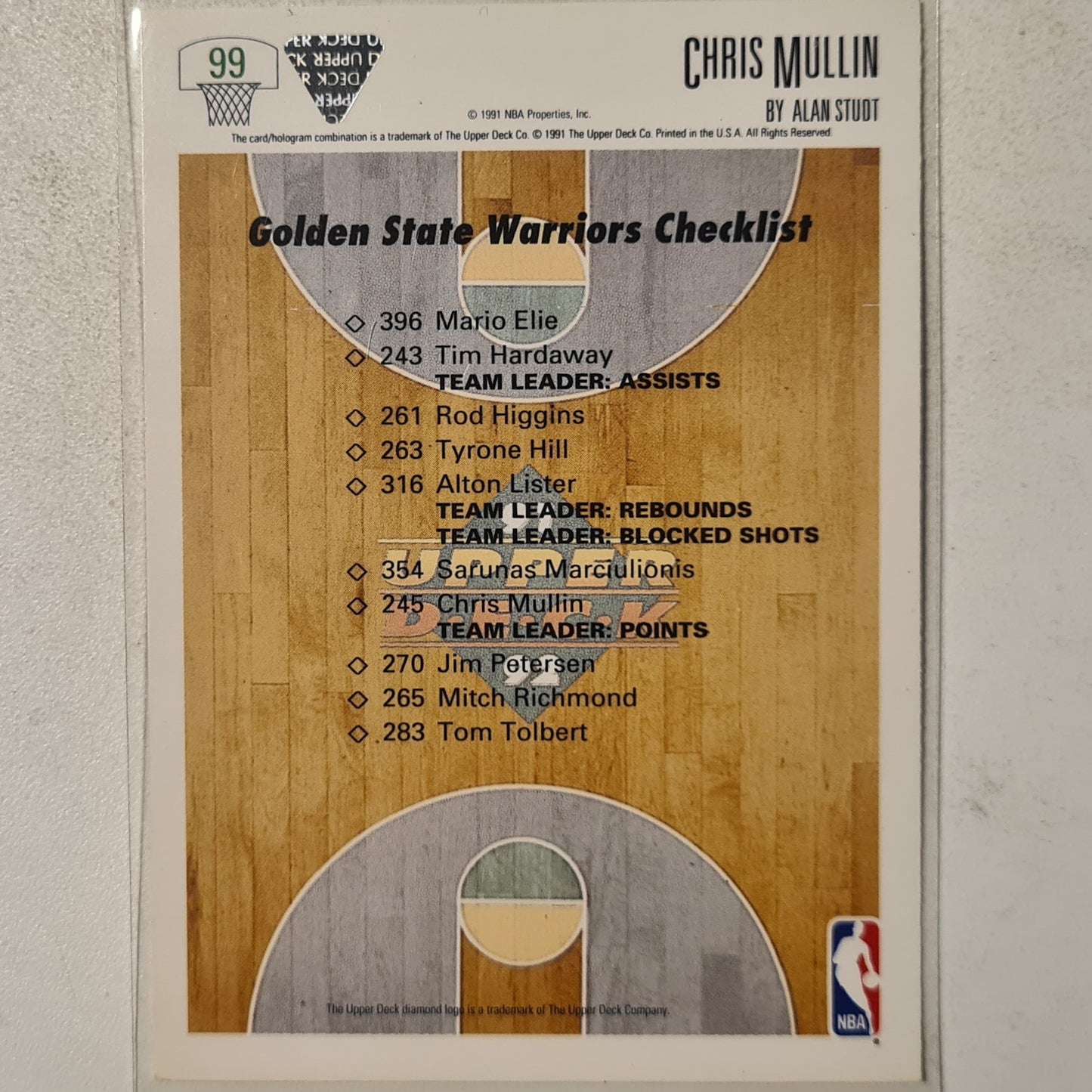 Chris Mullin 1991 Upper-Deck illustrated #99 NBA Basketball Golden State Warriors excellent