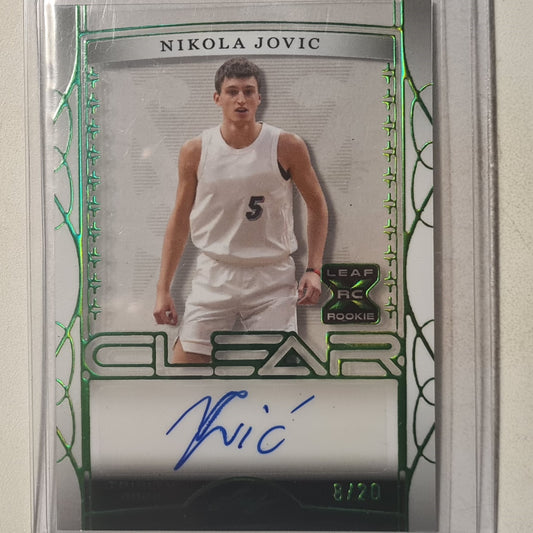 Nikola Jovic 2023 Leaf trinity Rookie clear Auto 6/20 CA-NJ1  NBA Basketball Miami Heat Excellent