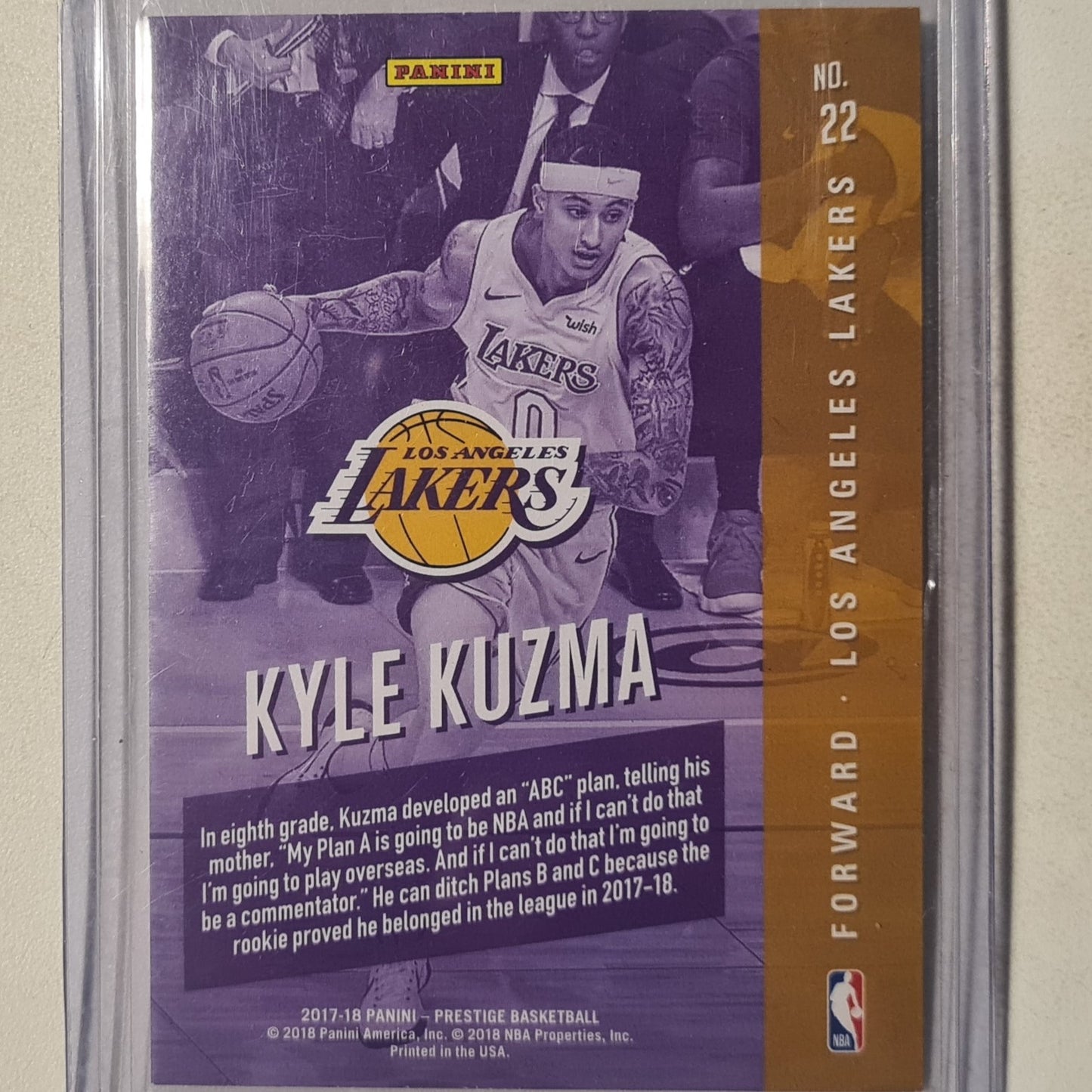 Kyle Kuzma 2017-18 Panini Prestige Rookie Class RC #22  NBA Basketball LA Lakers Excellent