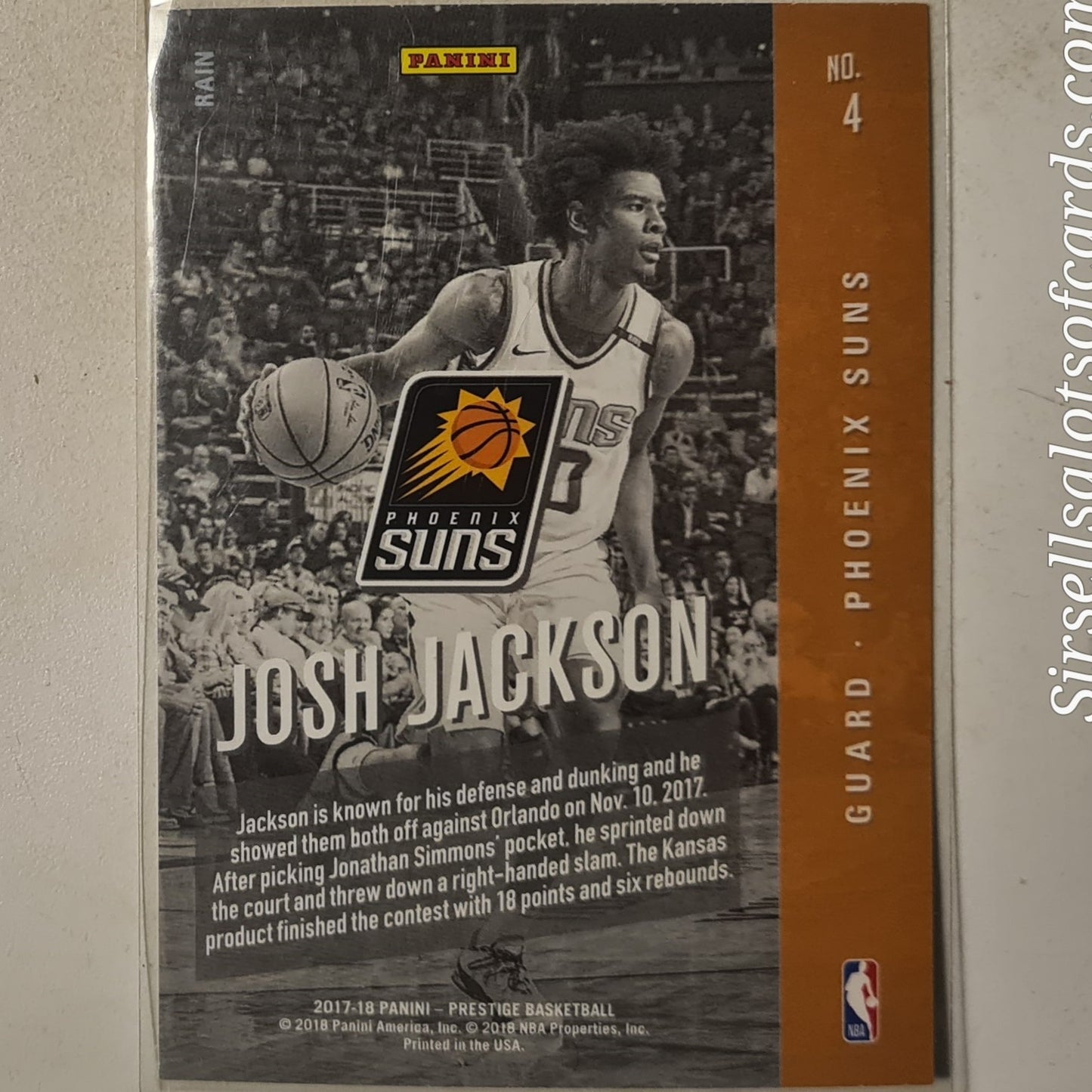 Josh Jackson 2017-18 Panini Prestige Rookie class RC Rain Variant #4 NBA Basketball Phoenix Suns excellent+