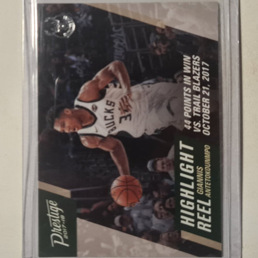 Giannis Antetokounmpo 2017-18 Panini Prestige highlight reel #8 NBA Basketball Milwaukee Bucks very good